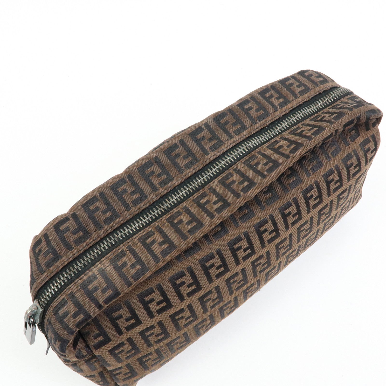 FENDI Zucca Set of 2 Canvas Leather Pouch Brown 7N0023 7N0006