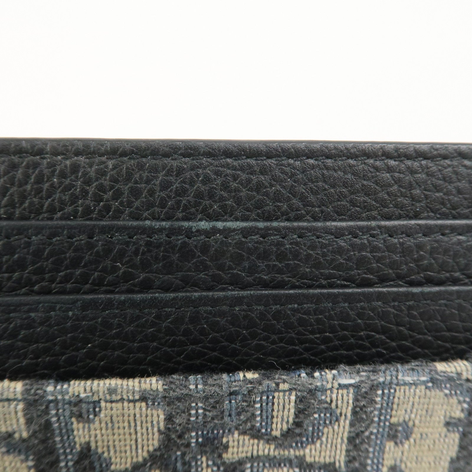 Christian Dior Trotter Jacguard Canvas Leather Card Case Navy