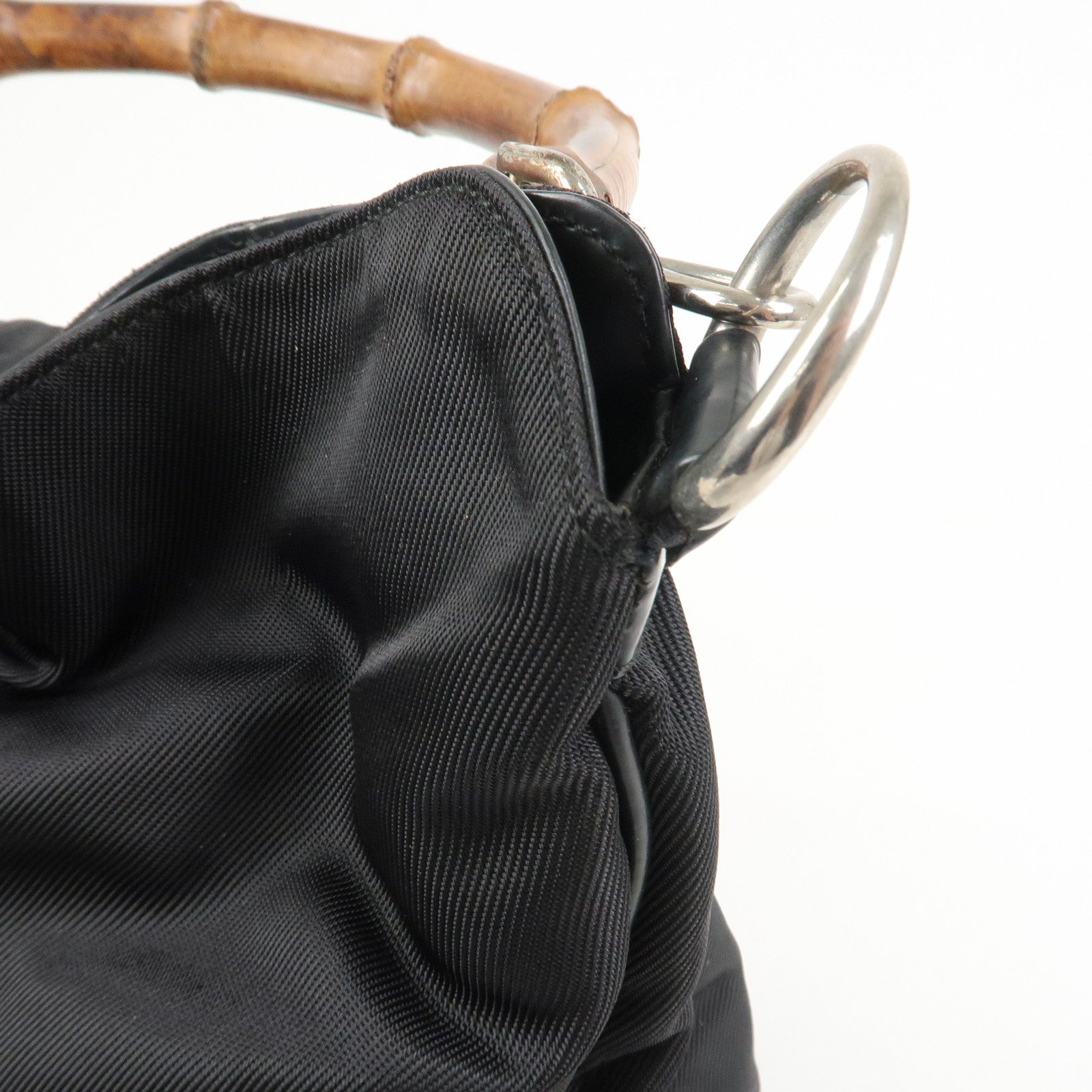GUCCI Bamboo Nylon 2Way Bag Hand Bag Shoulder Bag 001.2404