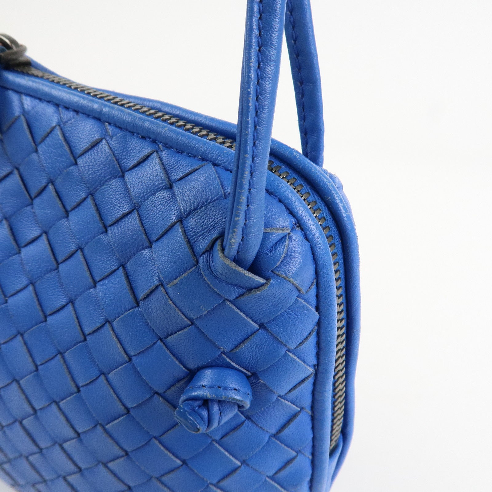 BOTTEGA VENETA Intrecciato Leather Shoulder Bag Blue