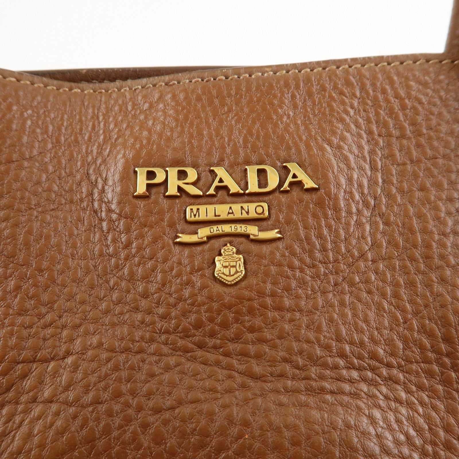 PRADA VITELLO Leather 2Way Bag Hand Bag Shoulder Bag Camel
