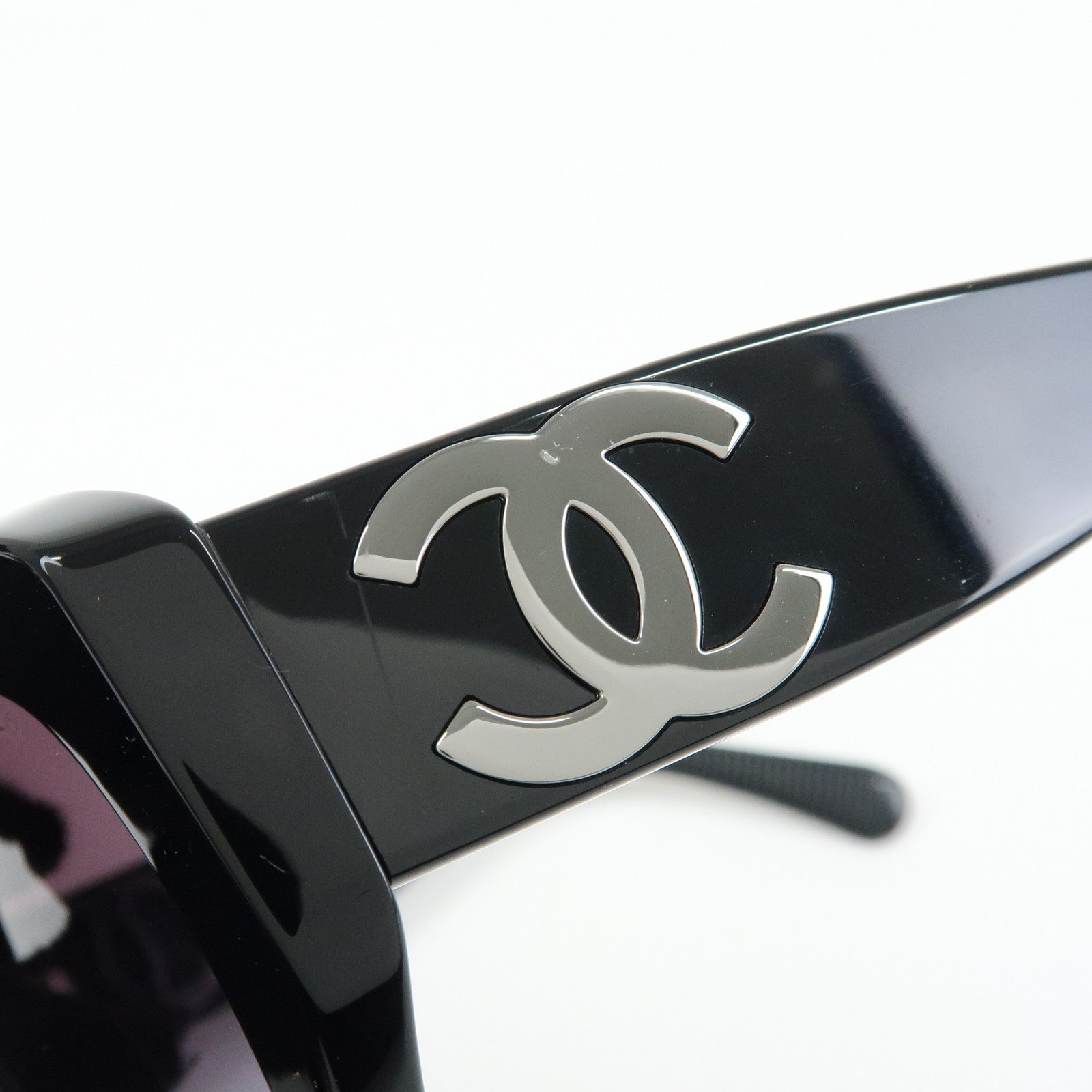 CHANEL COCO Mark Plastic Butterfly Sunglasses 54□19 Black 5492-A