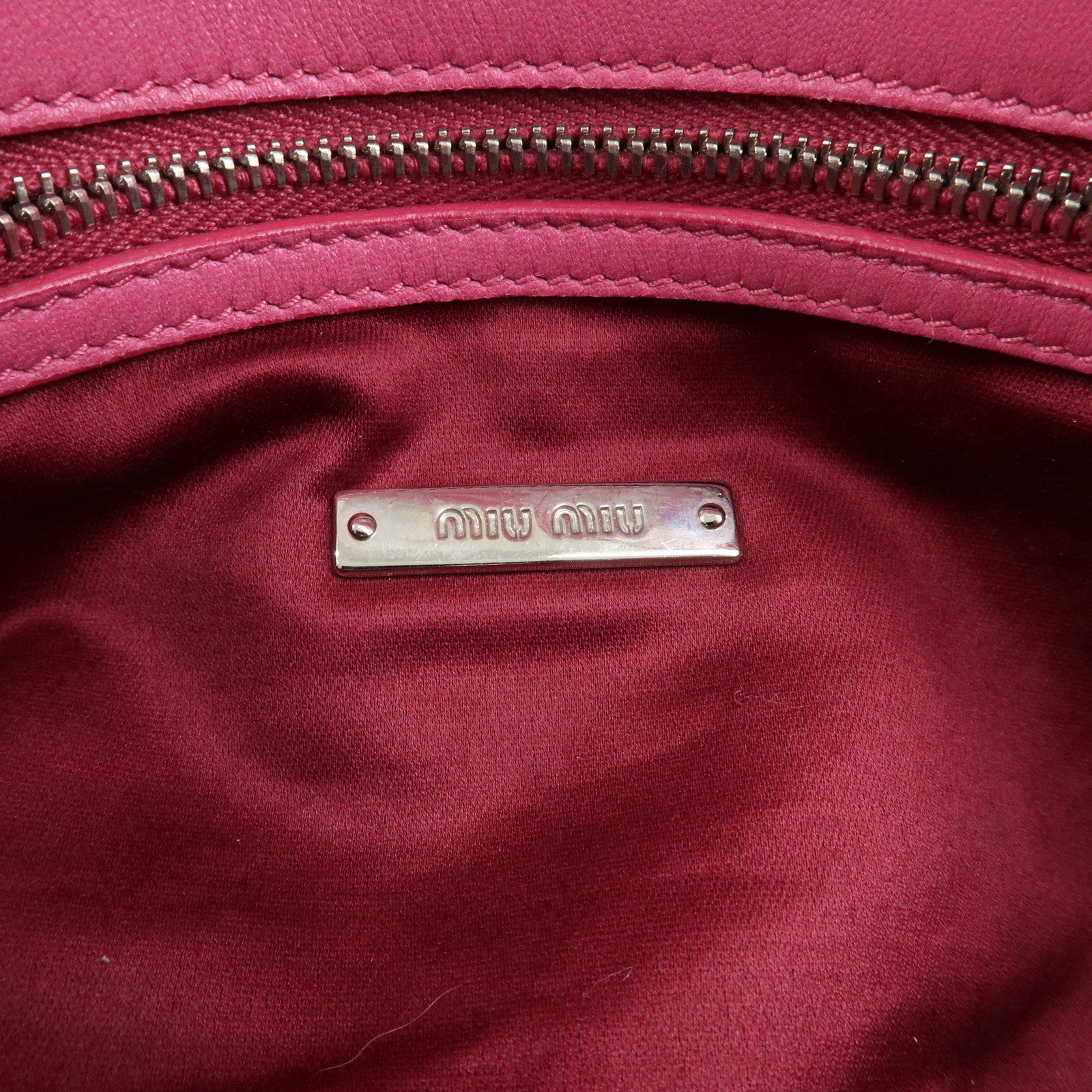 MIU MIU Matelasse Nappa Leather Rhinestone 2Way Bag Pink RP0169