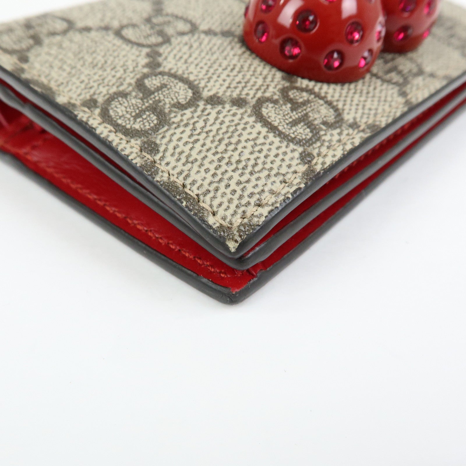 GUCCI Interlocking G GG Supereme Cherry Compact Wallet 476050
