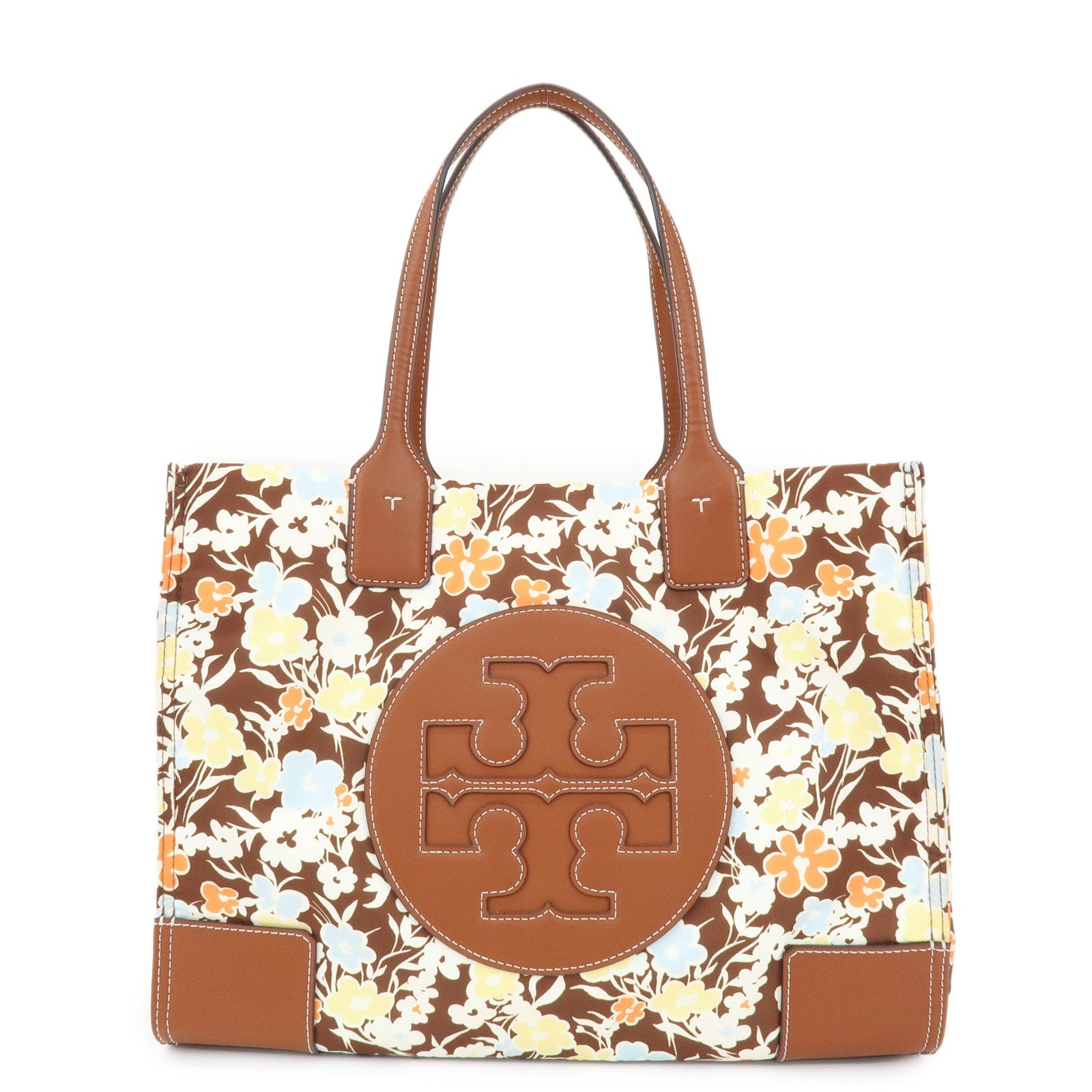 TORY BURCH Logo Nylon Tote Bag Shoulder Bag Brown Multicolor