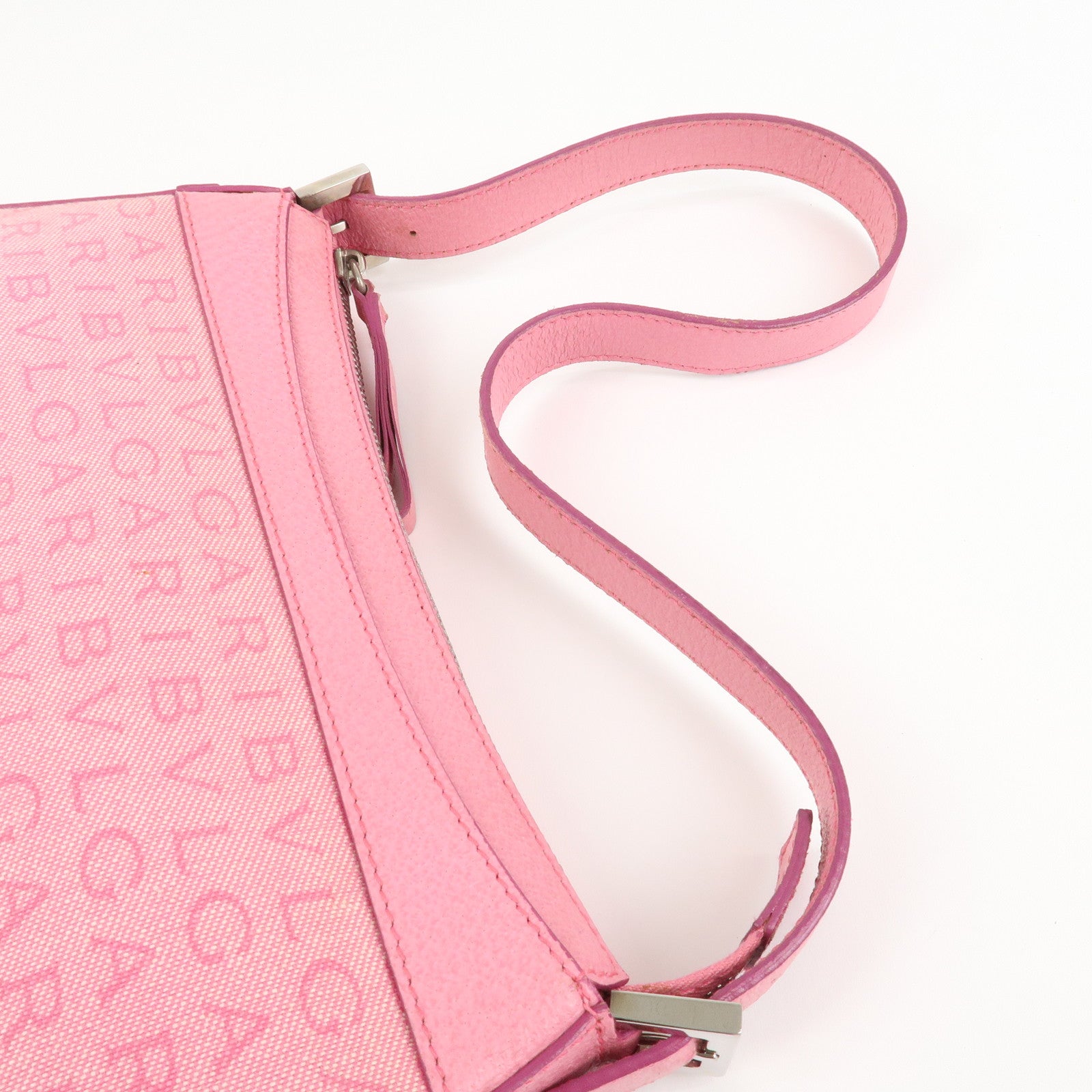 BVLGARI Logo Mania Leather Canvas Shoulder Bag Pink