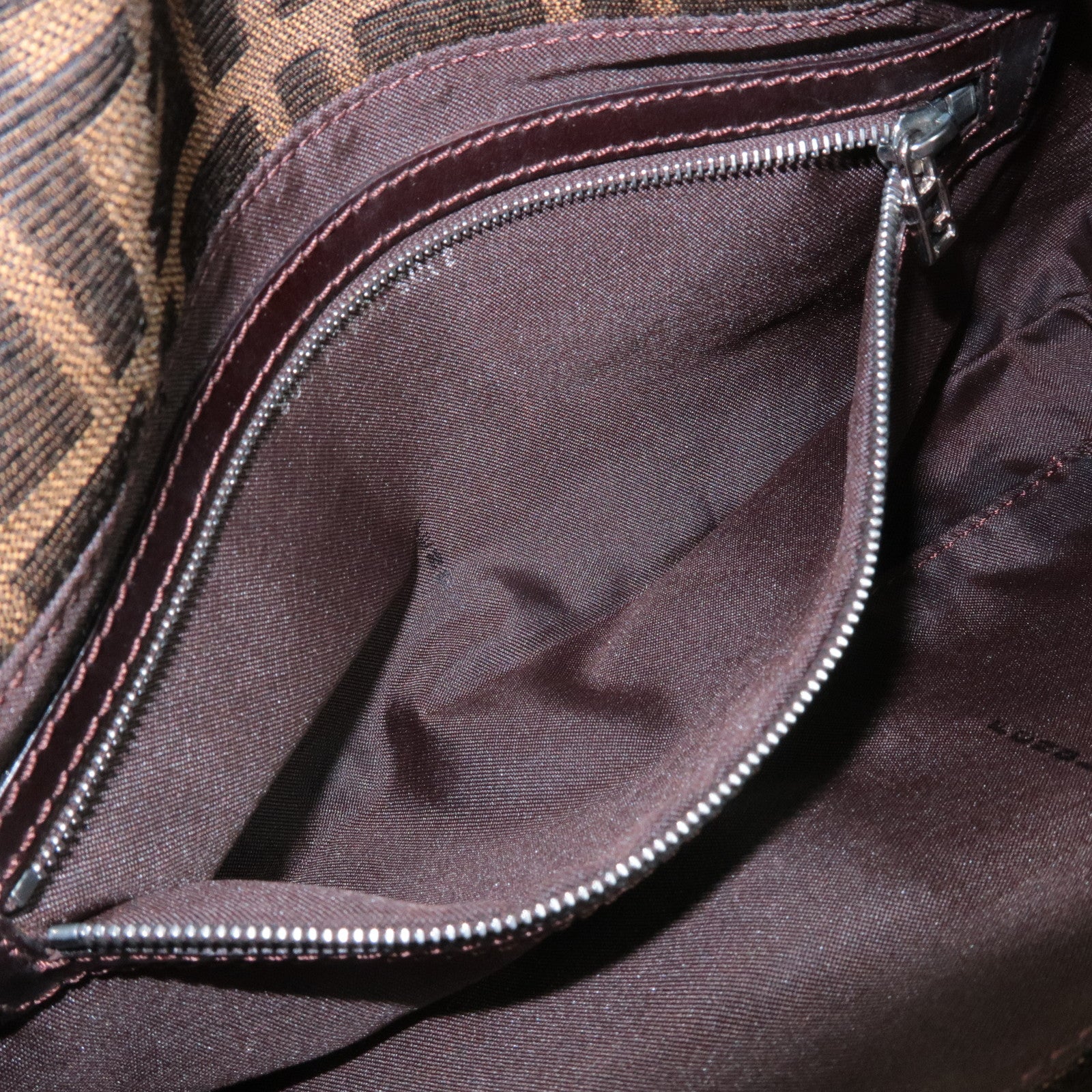 FENDI Zucca Mamma Baguette Canvas Shoulder Bag 26424 Brown Black Used