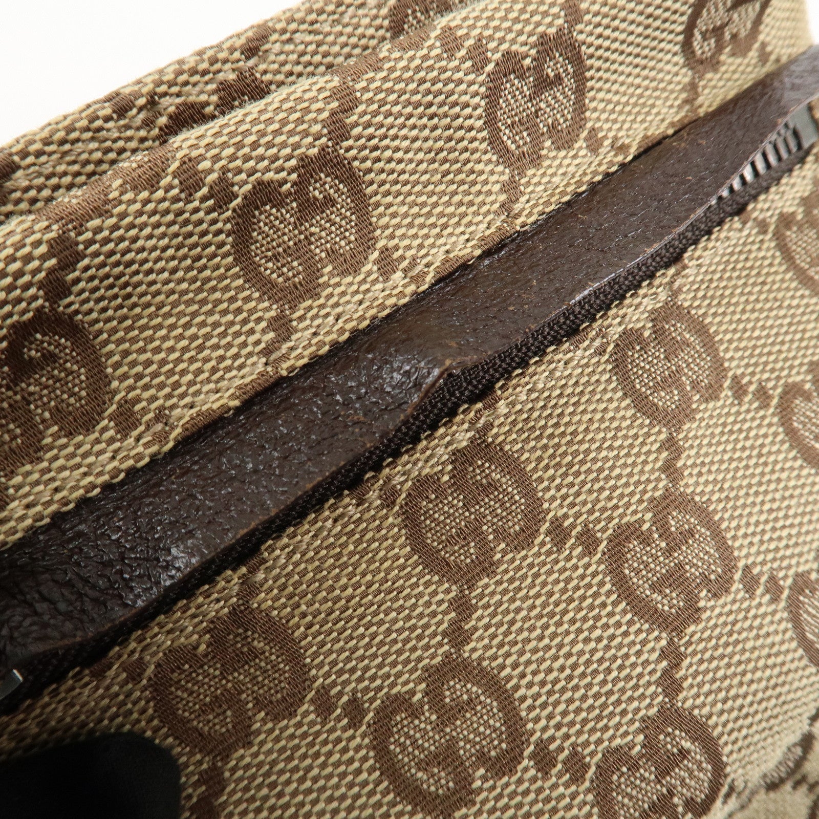 GUCCI GG Canvas Leather Waist Bag Crossbody Bag Beige Brown 28566 Used