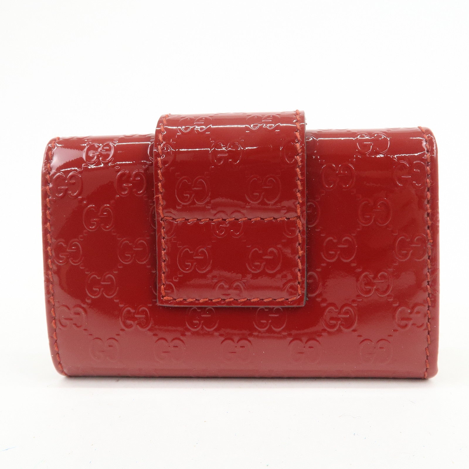 GUCCI Micro Guccissima Patent Leather 6 Ring Key Case Red 203551