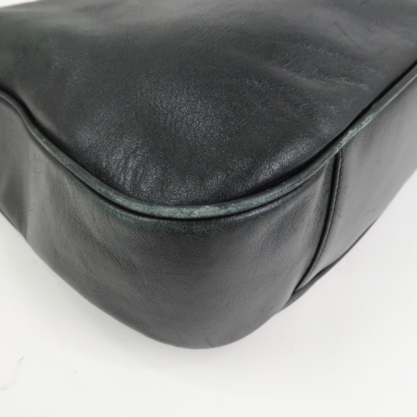 GUCCI Bamboo Leather 2Way Hand Bag Shoulder Bag Black 001郢晢スサ2852