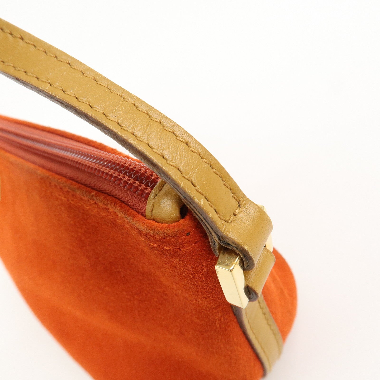GUCCI Suede Leather Accessory Pouch Hand Bag Orange 039.1103