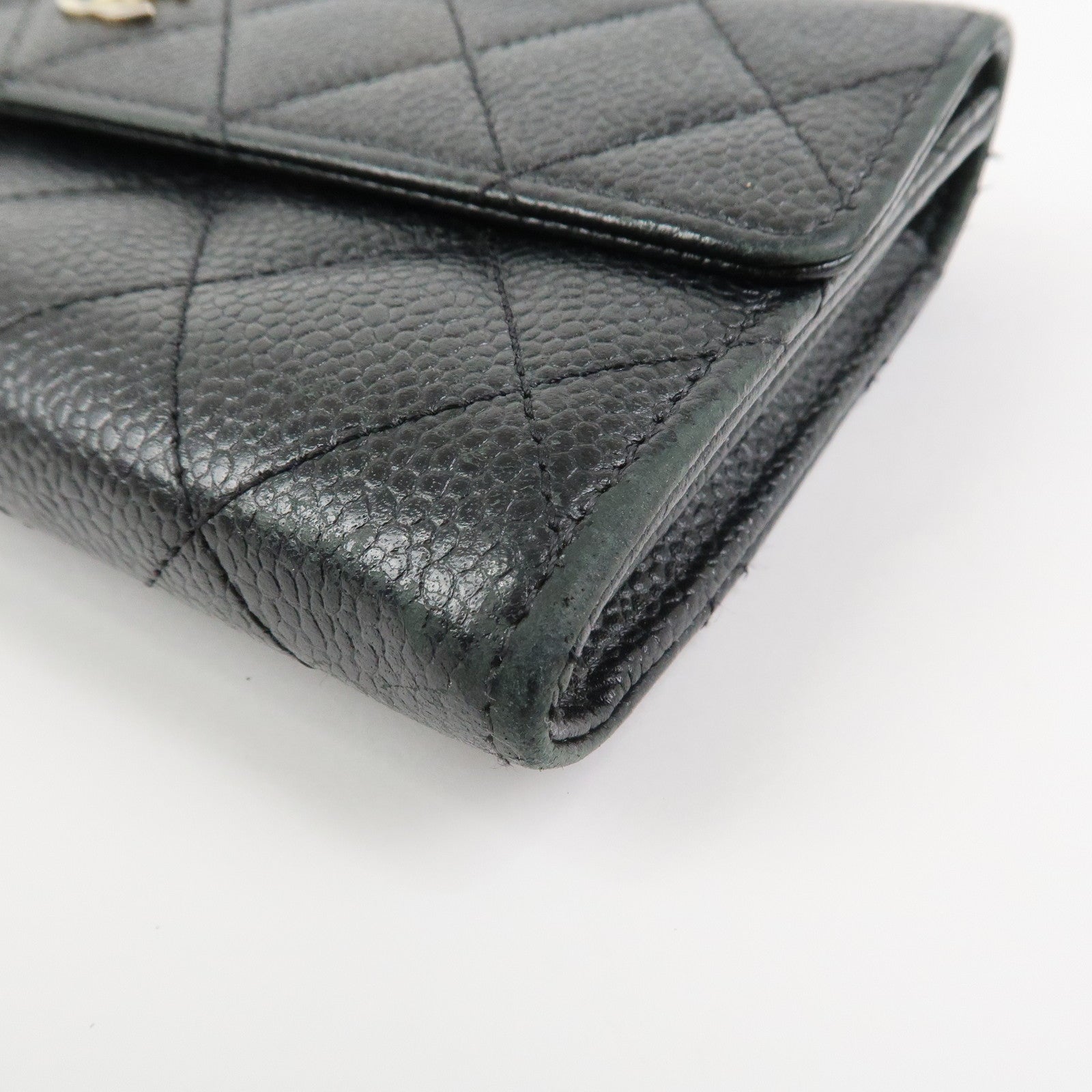 CHANEL COCO Mark Matelasse Caviarskin Long Flap Wallet Black A50096