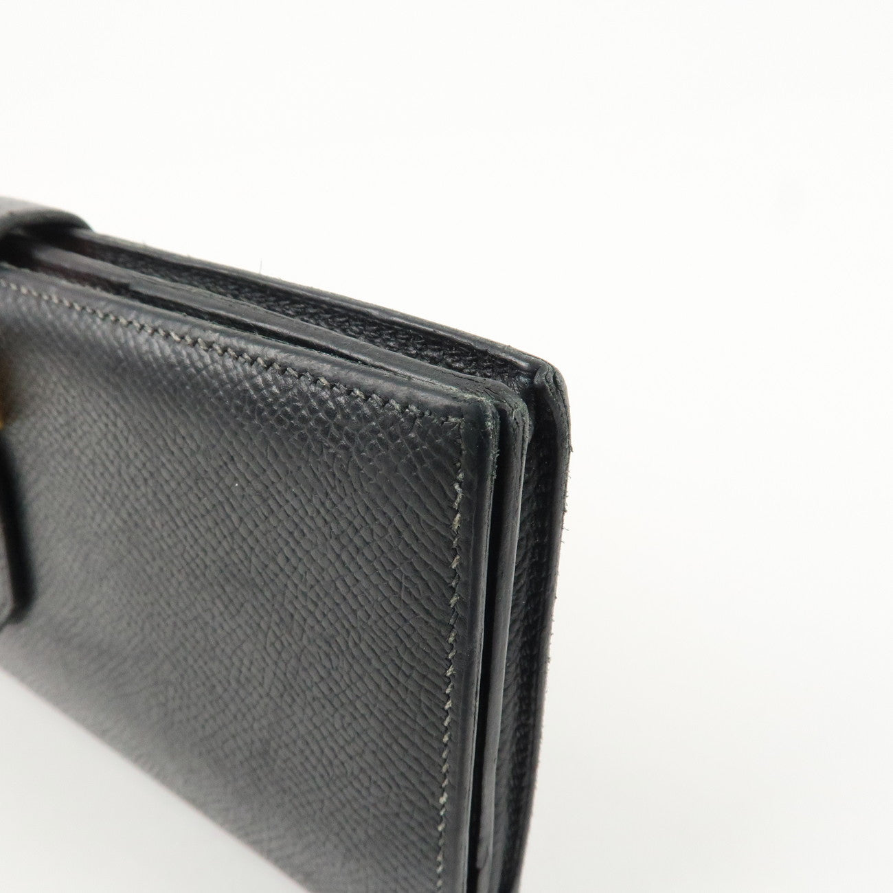 HERMES Epson Bearn Soufflet Long Wallet C Stamped Black Used