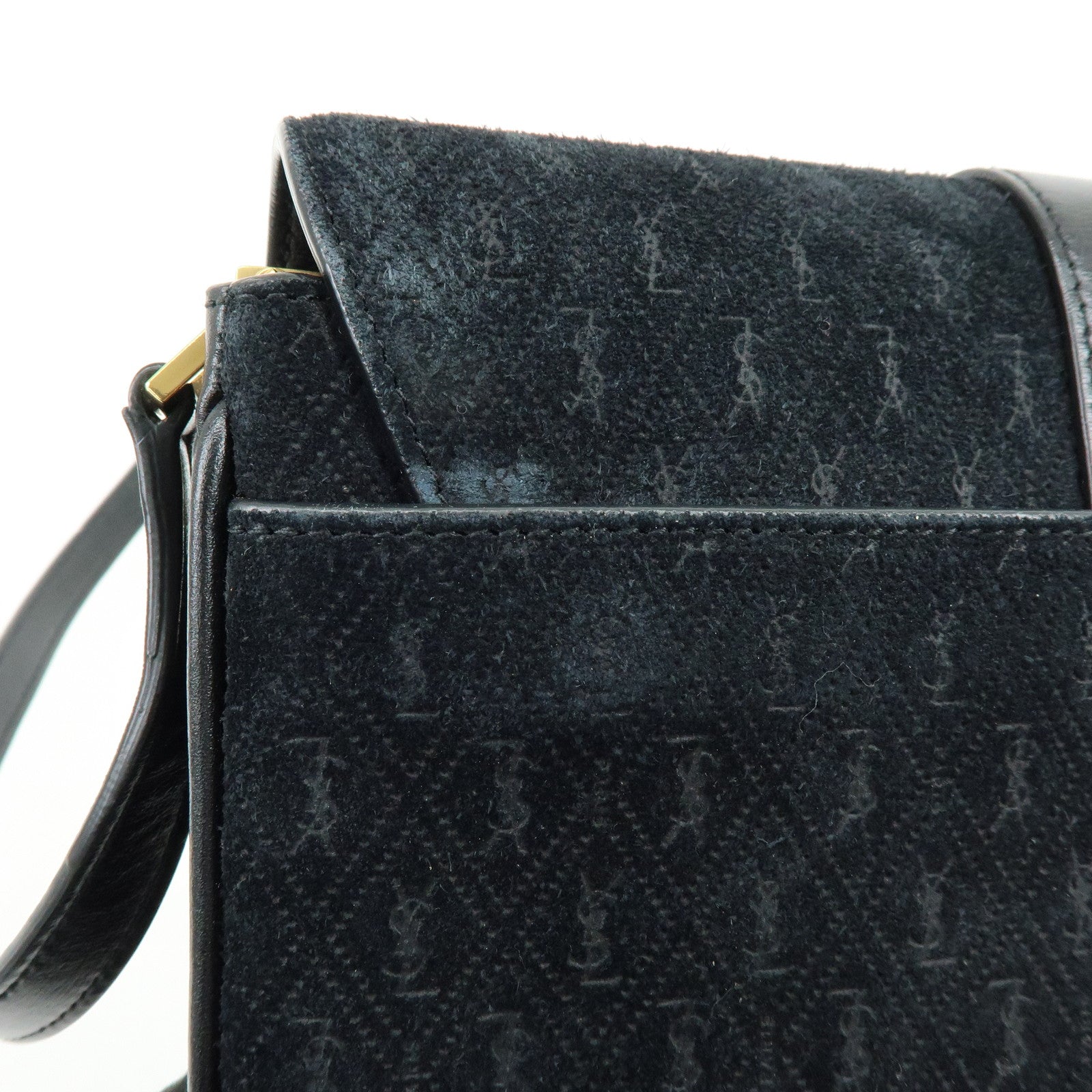 SAINT LAURENT PARIS Le Monogram Suede Leather Shoulder Bag Black
