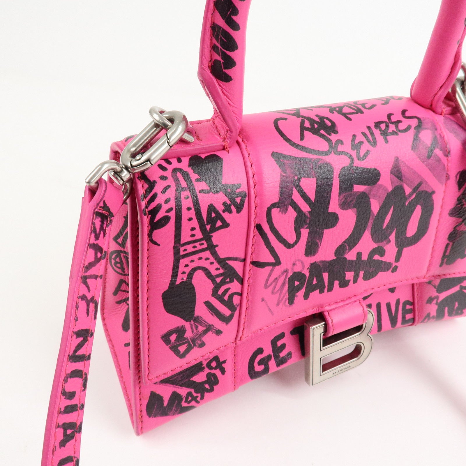 BALENCIAGA Hourglass XS 2Way Hand Shoulder Bag Hot Pink 592833