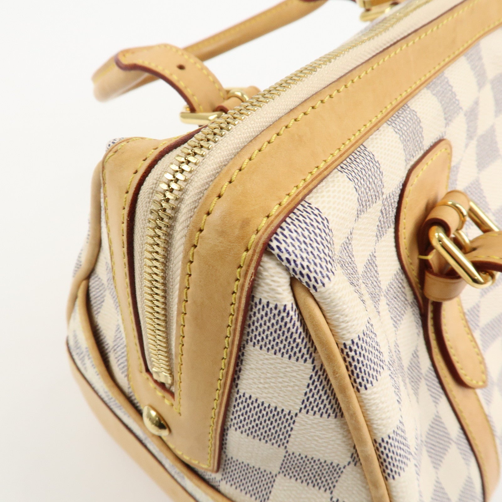 Louis Vuitton Damier Azur Leather Canvas Berkeley Hand Bag N52001 Used