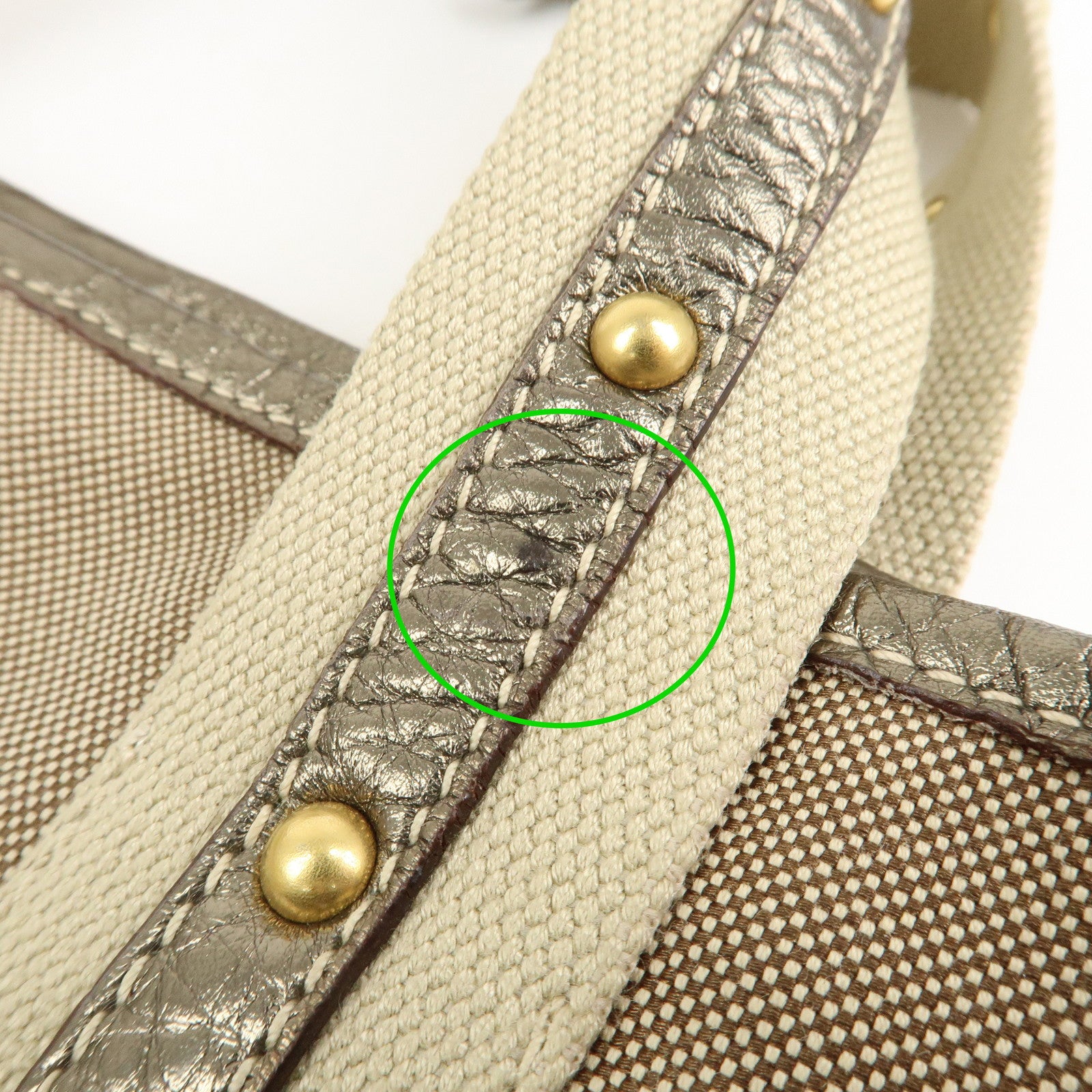 PRADA Nylon Jacquard 2Way Tote Shoulder Bag Beige BN1452 Used