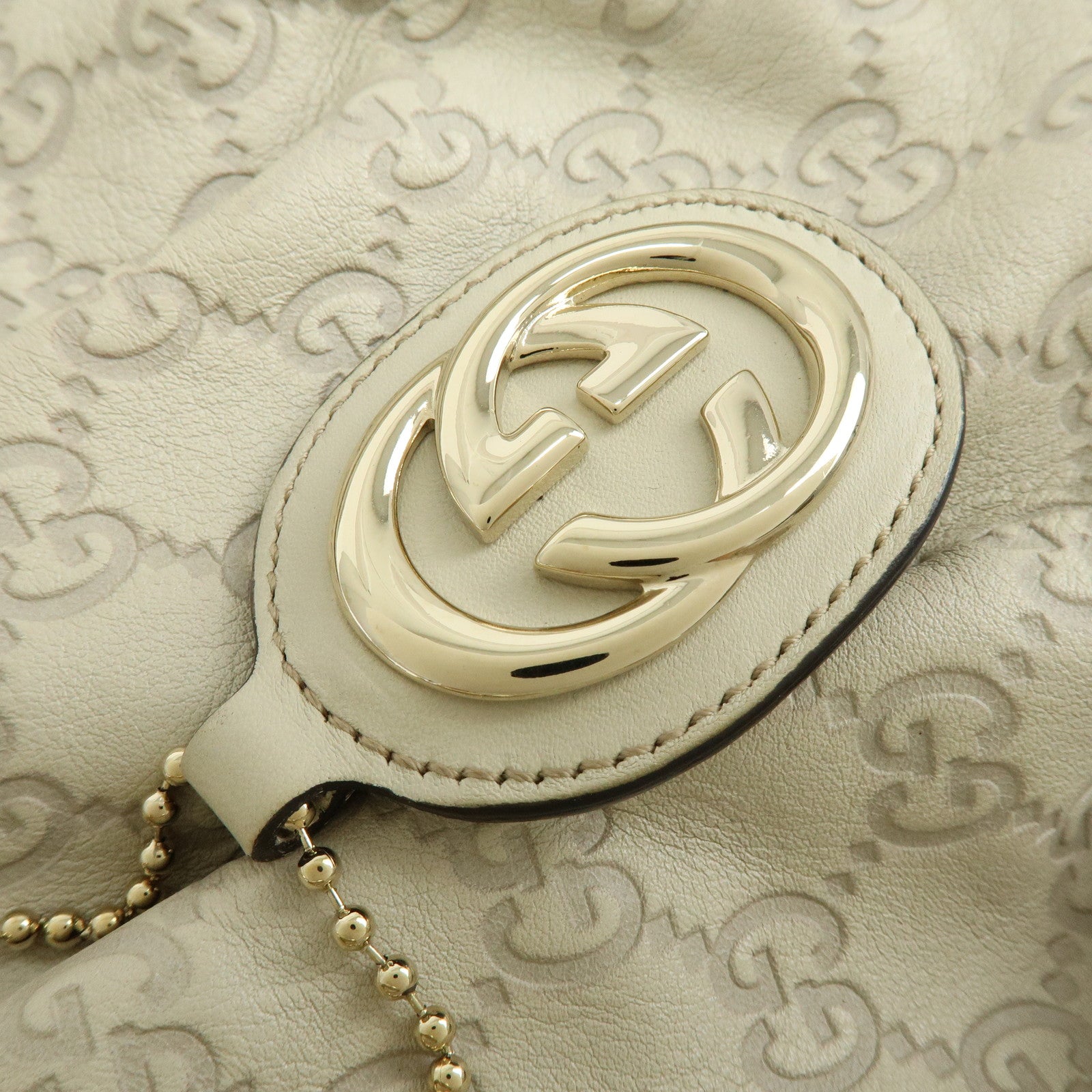 GUCCI Sukey Guccissima Leather Shoulder Bag Hand Bag White 232955
