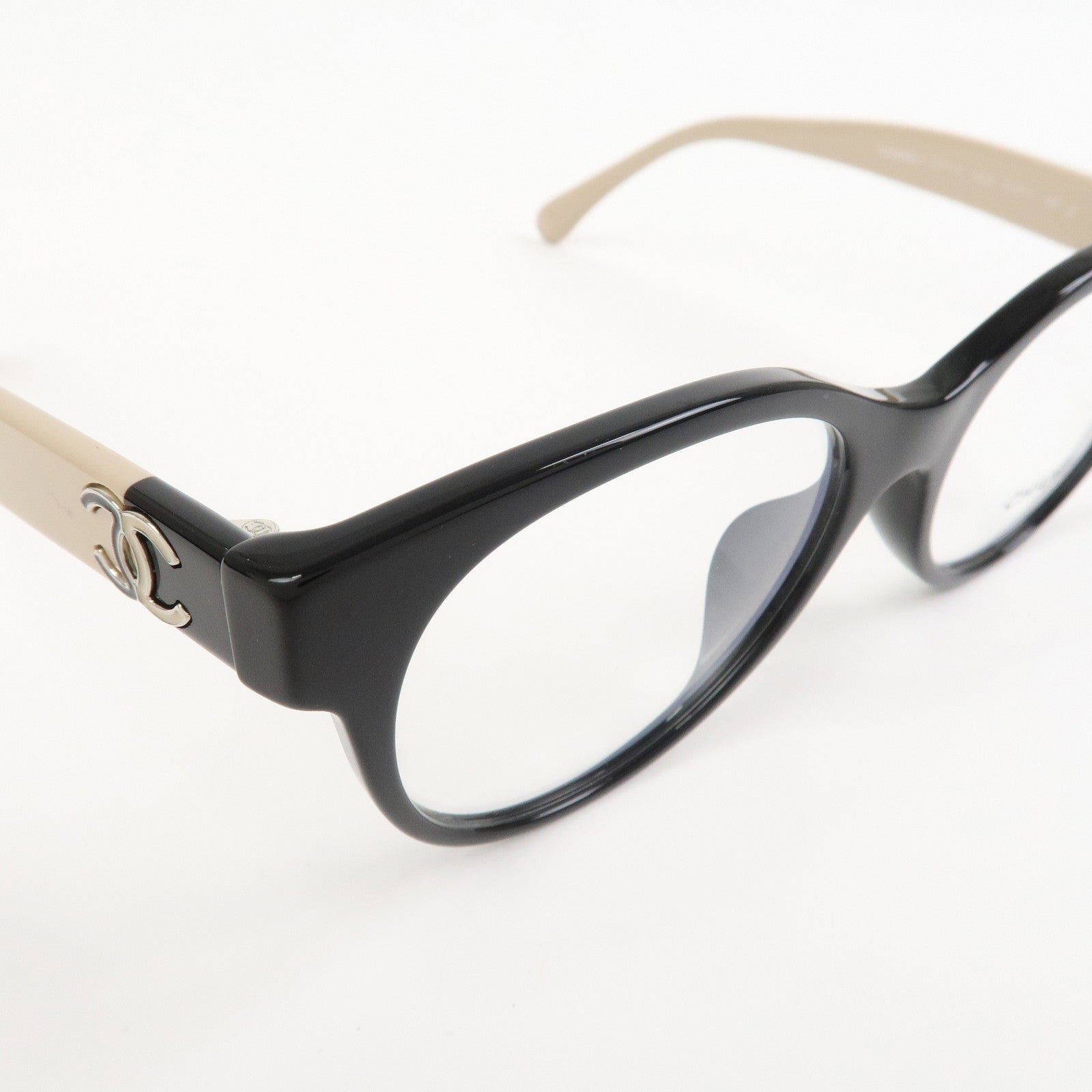 CHANEL Plastic Sunglasses Black Beige 3471-A c.534 51□17 140 S