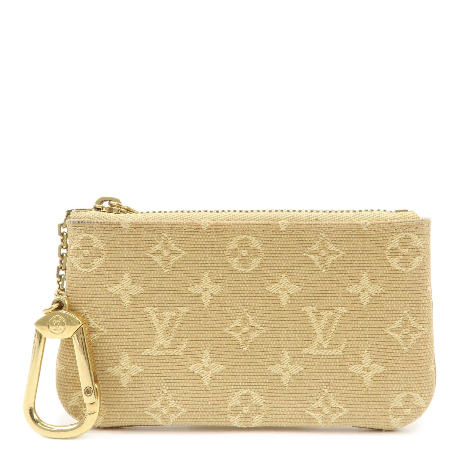 Louis Vuitton Monogram Mini Lin Pochette Cles Coin Case Beige M92438 Used