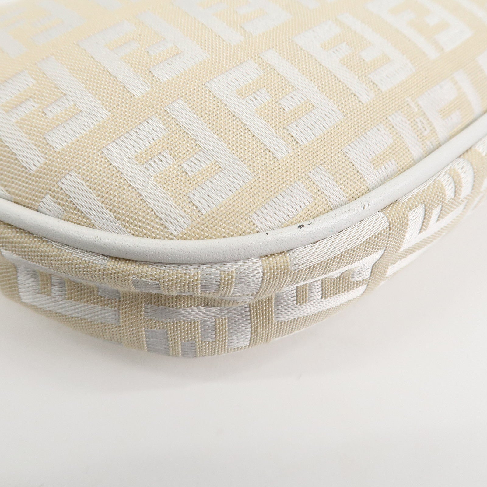 FENDI Zucchino Canvas Leather Accessory Pouch Shoulder Bag 8BR133