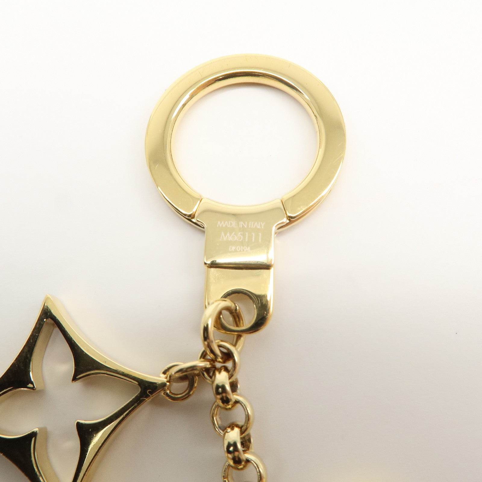 Louis Vuitton Fleur de Monogram Bag Charm Key Chain Gold M65111