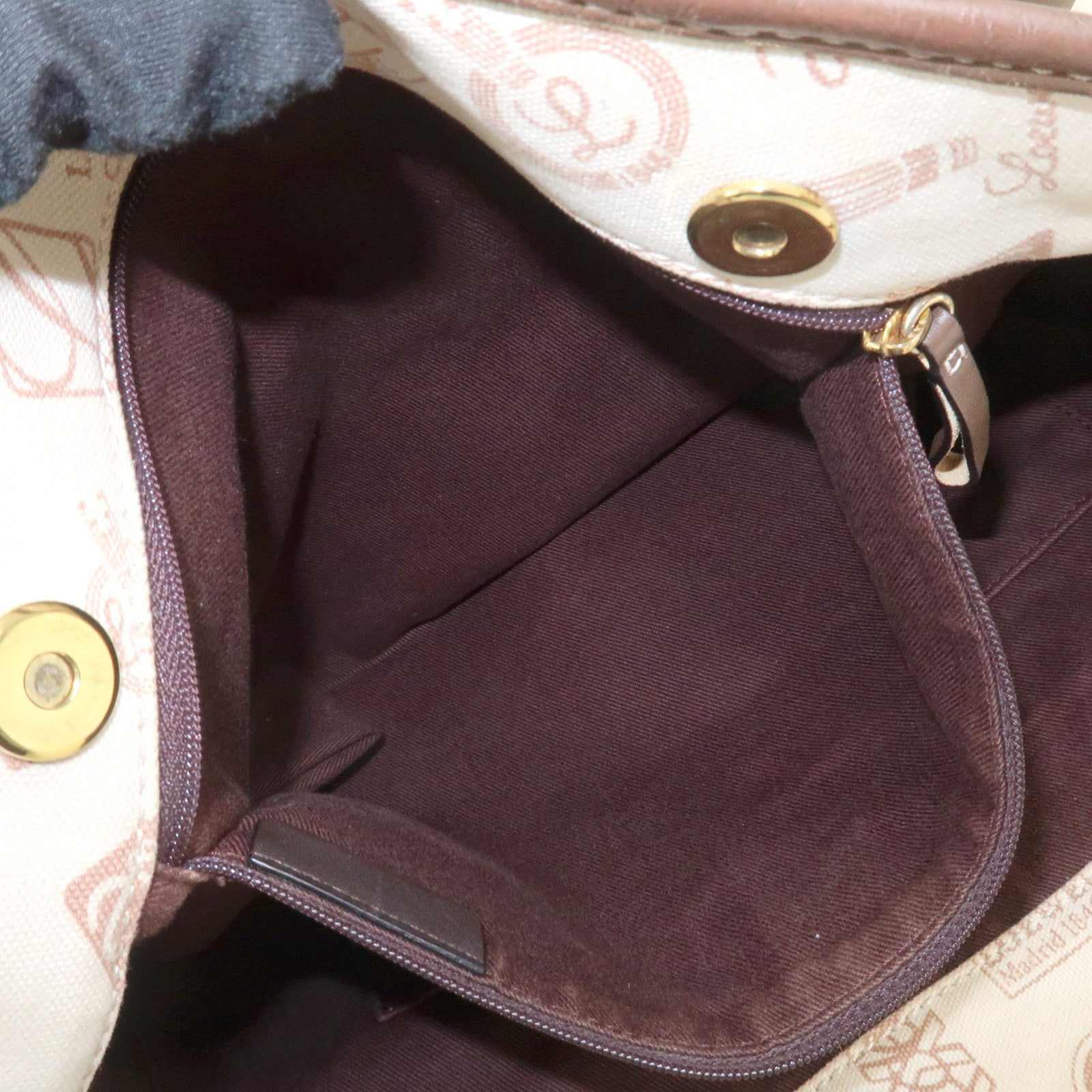 LOEWE Anagram Canvas Leather Suede Tote Bag Shoulder Bag Ivory