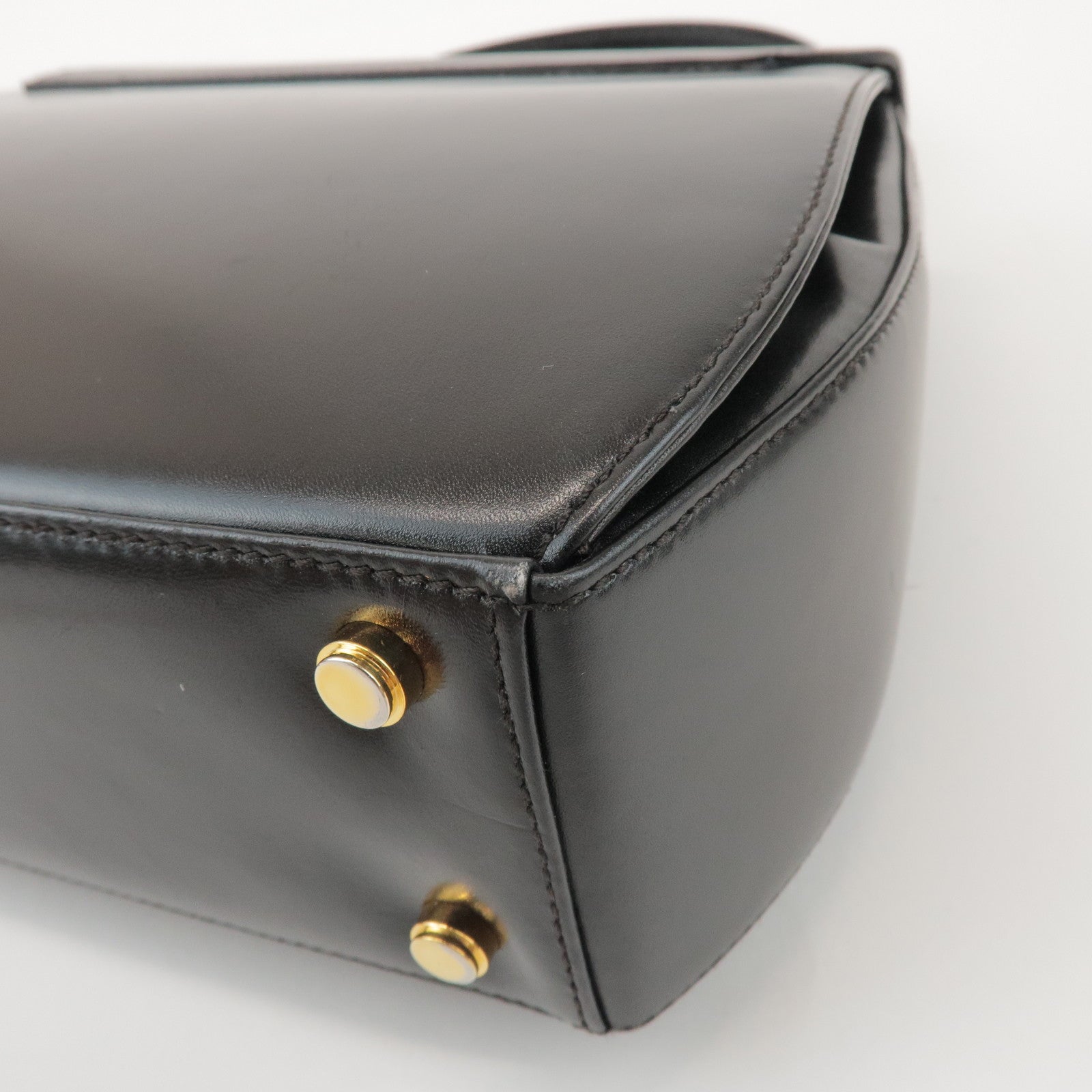 Ferragamo Gancini Calf Leather 2Way Bag Hand Shoulder Bag Black