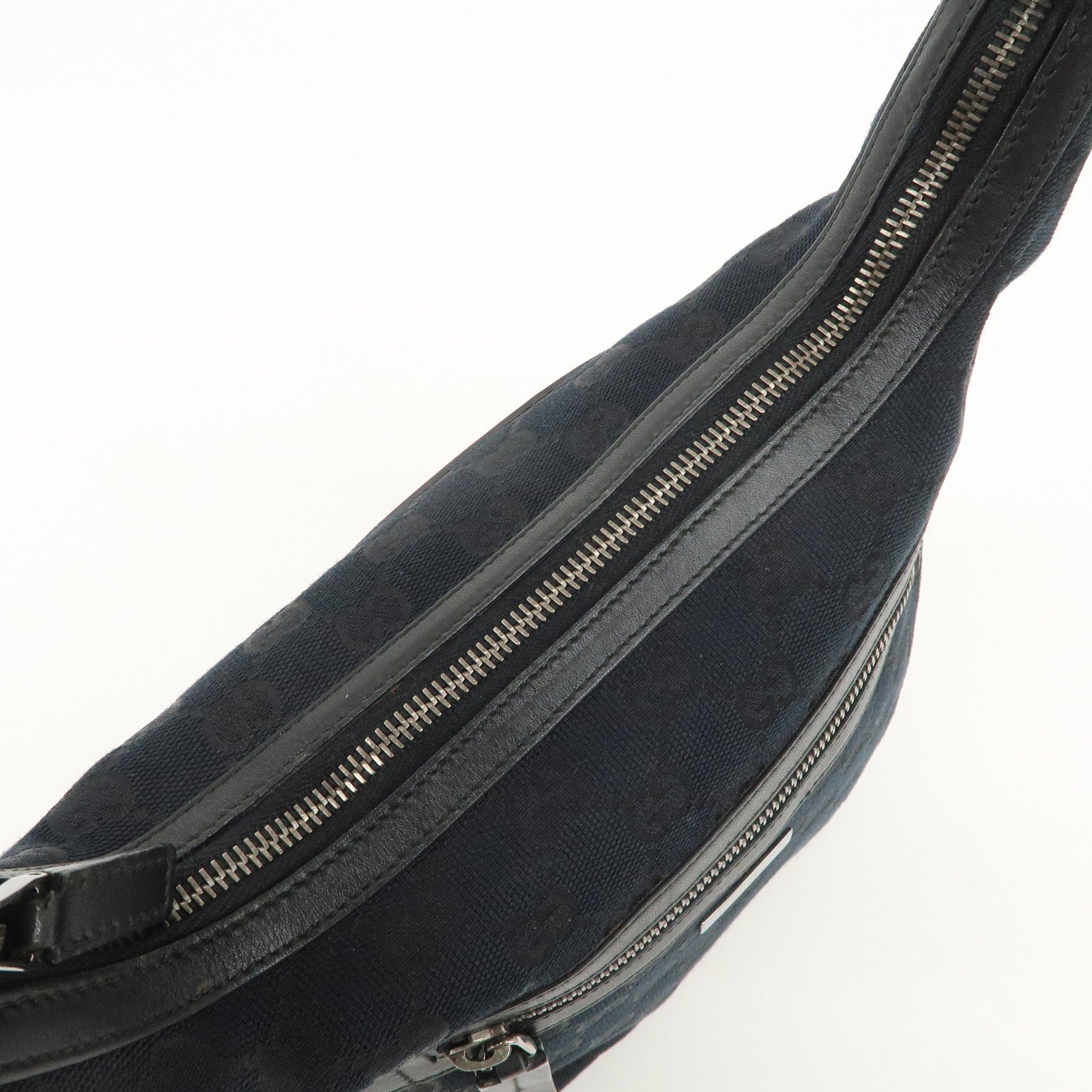 GUCCI GG Canvas Leather Shoulder Bag Hand Bag Black 001.4299 Used
