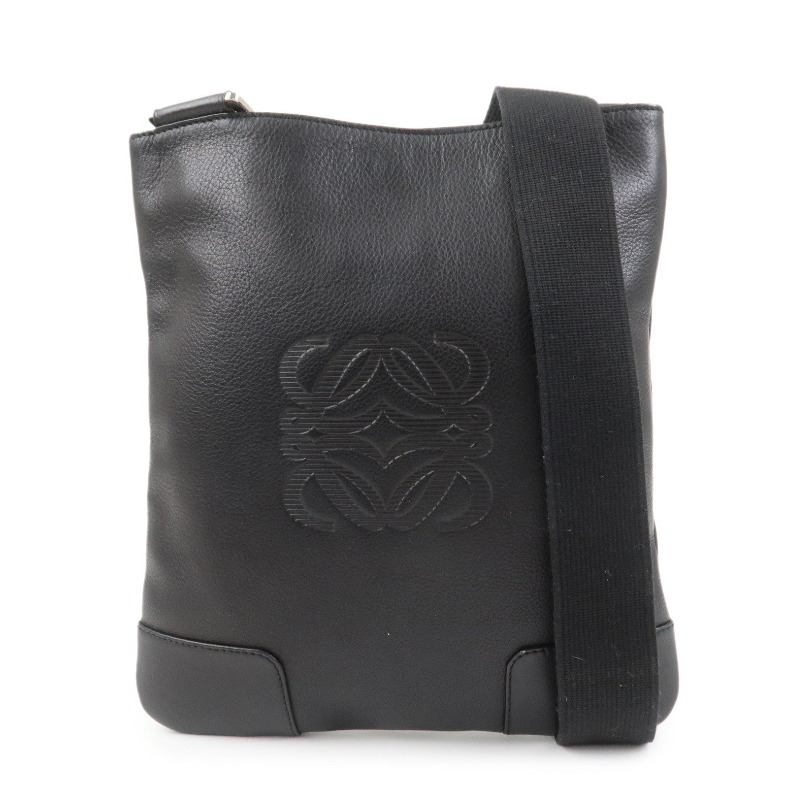 LOEWE Anagram Leather Shoulder Bag Crossbody Bag Black
