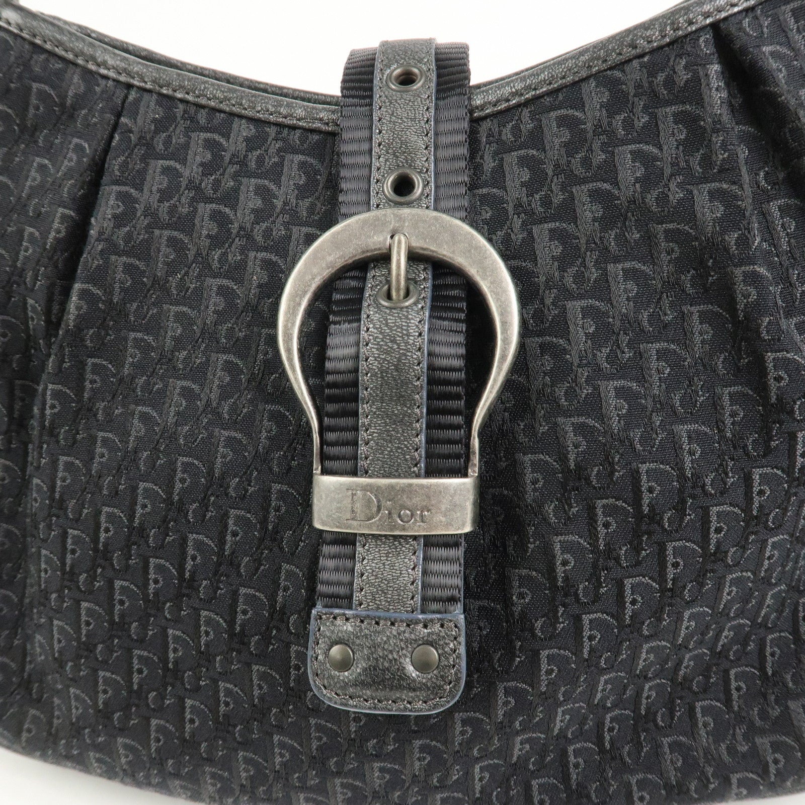 Christian Dior Trotter Canvas Leather Shoulder Bag Hand Bag Black