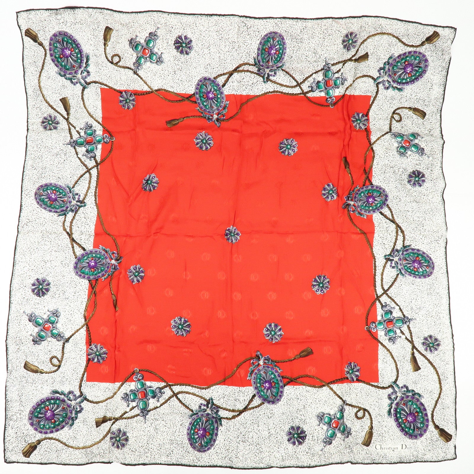 Christian Dior Set of 2 Silk 100% Scarf Black Red