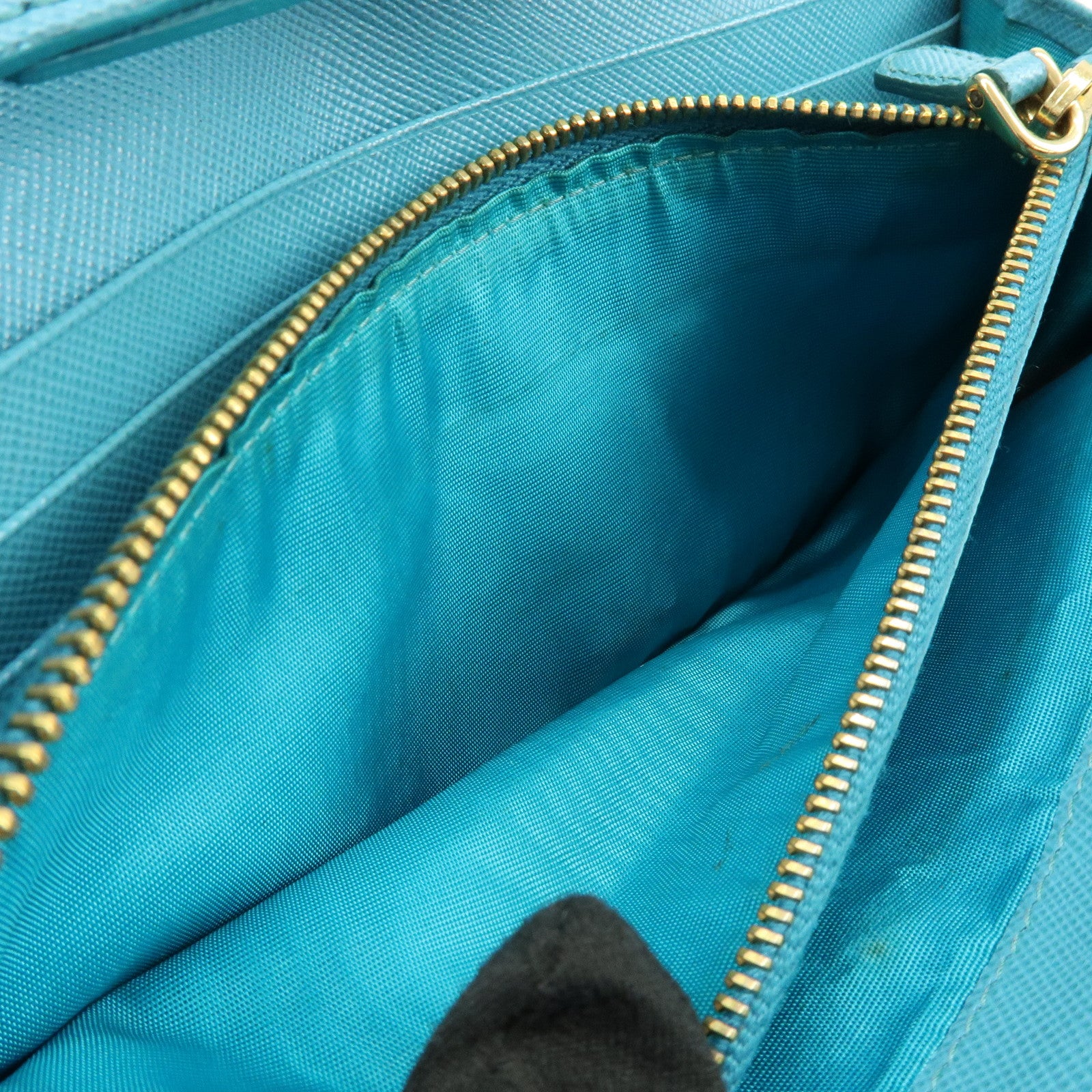 PRADA Saffiano Leather Chain Wallet Shoulder Bag Blue 1M1290