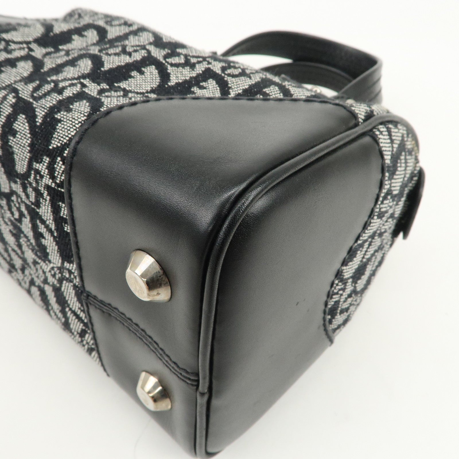 Christian Dior Trotter Canvas Leather Boston Bag Black