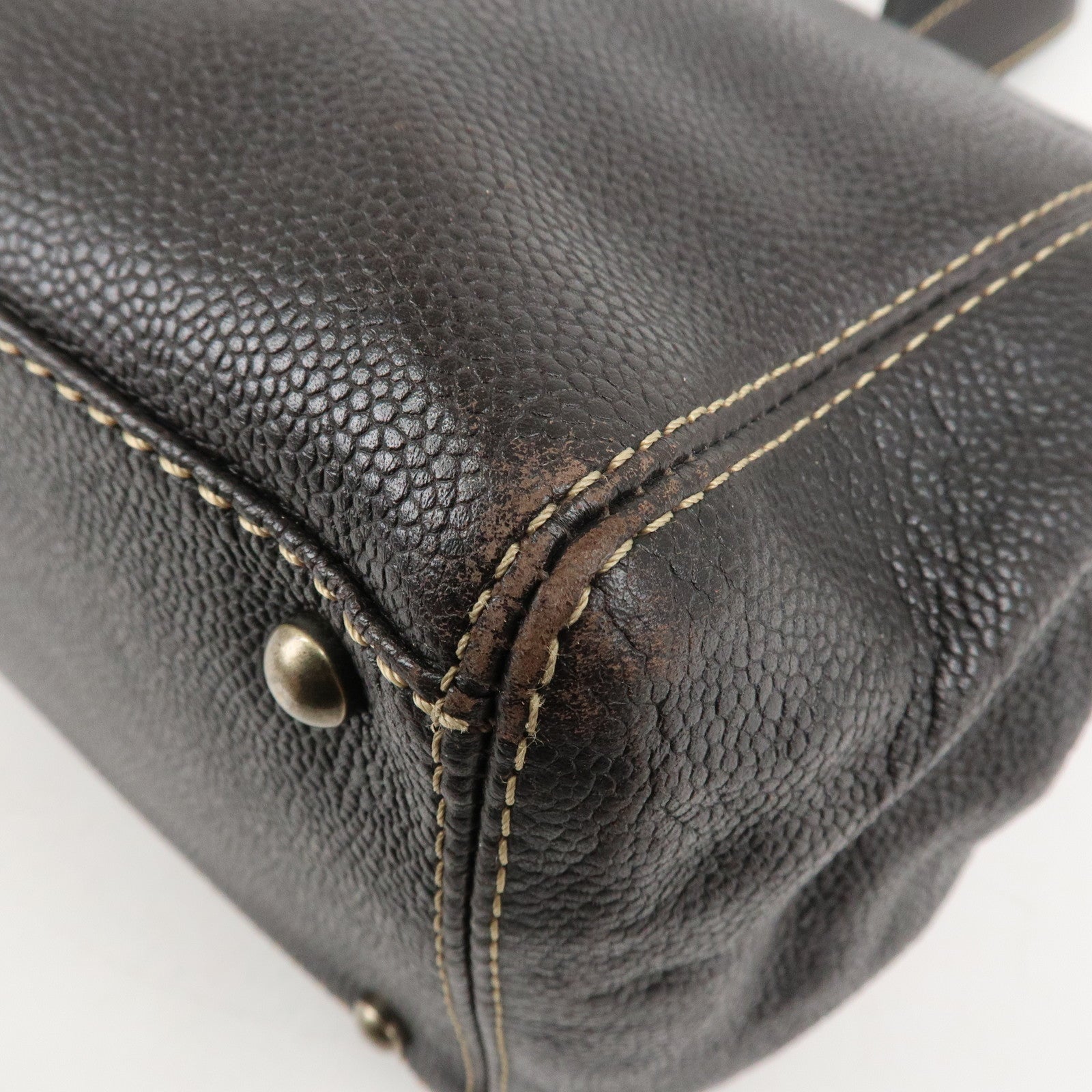 CHANEL COCO Mark Caviar Skin Hand Bag Tote Bag Brown Used