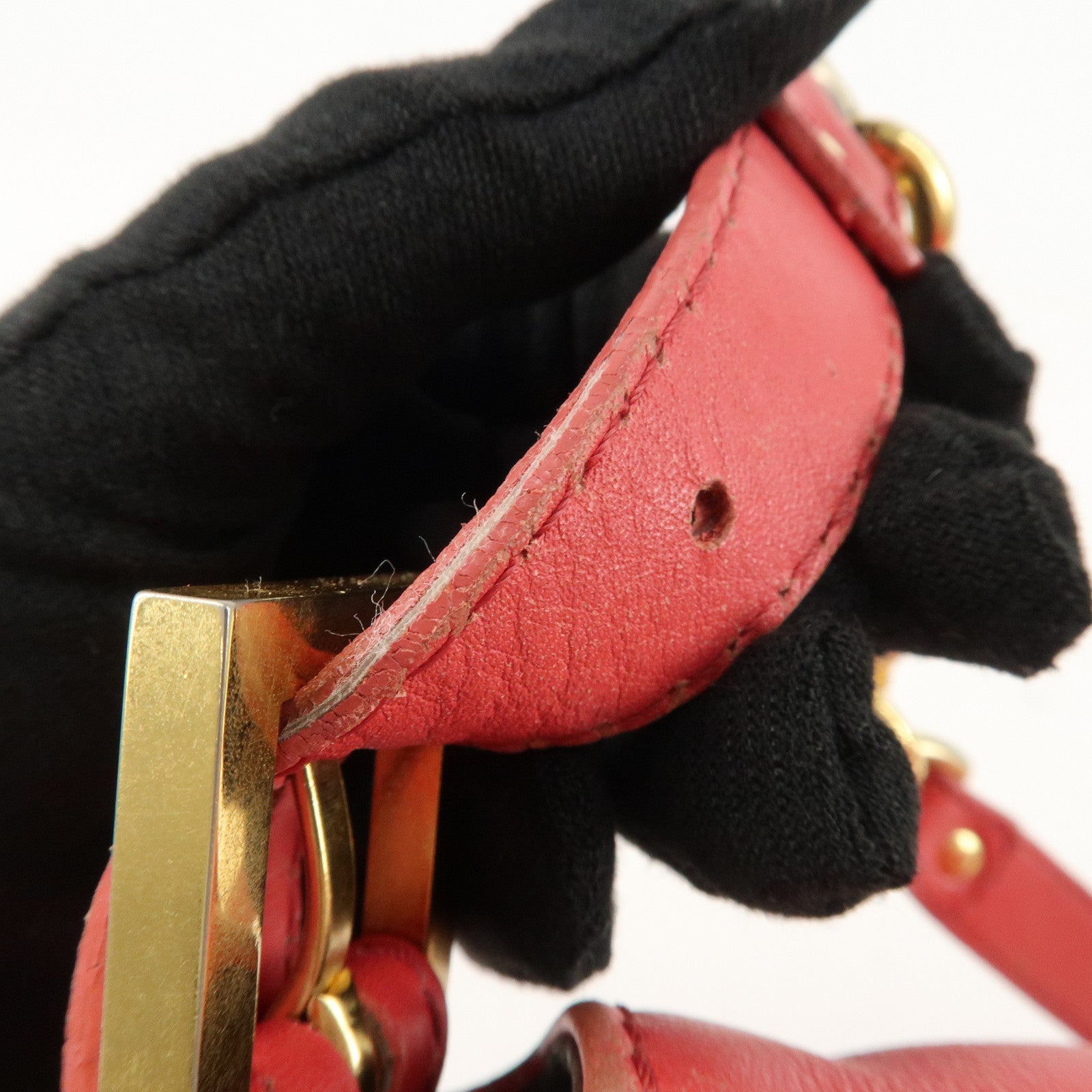 FENDI Big Mamma Baguette Leather Chain Shoulder Bag Pink 8BR638 Used