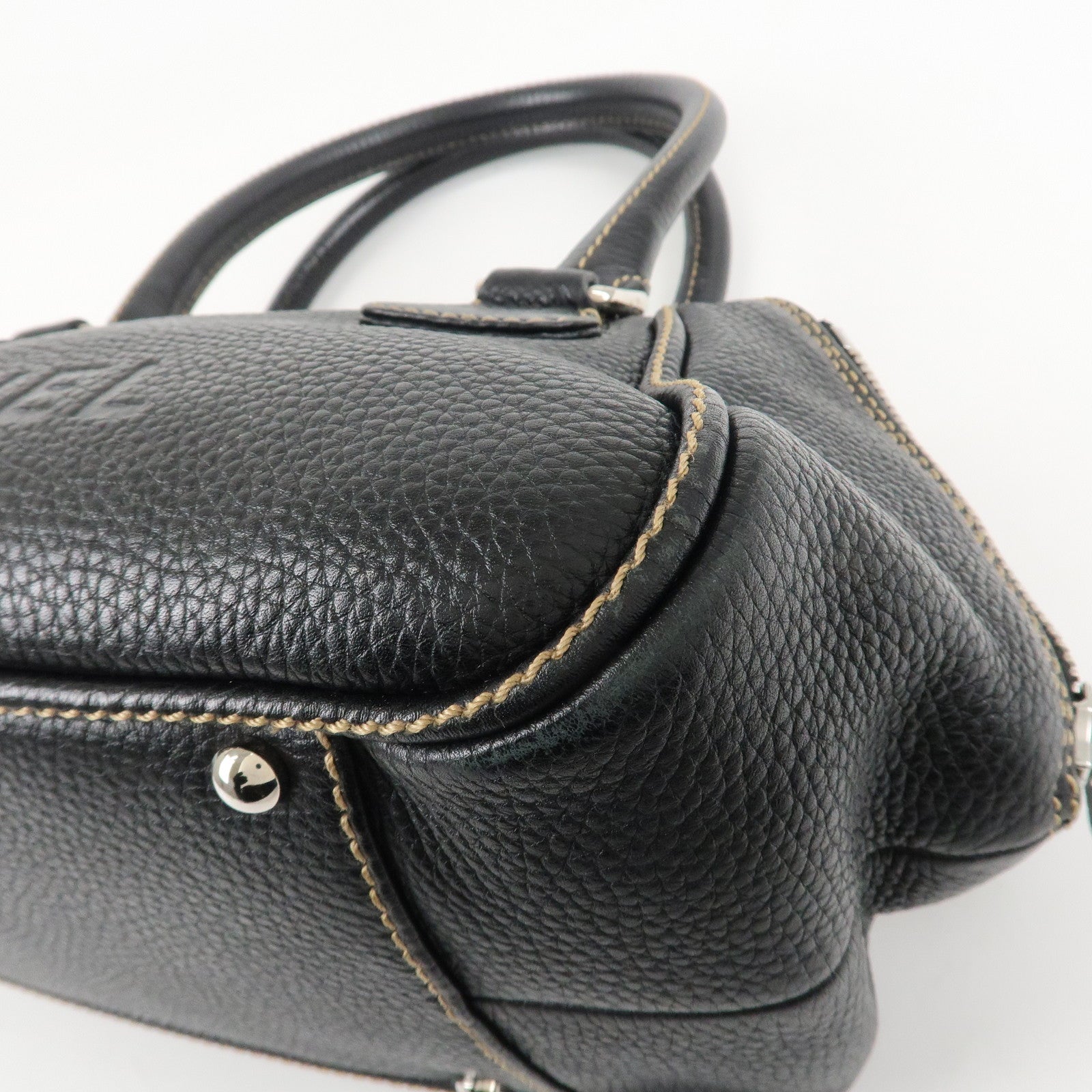 CHANEL COCO Mark Leather Fringe Shoulder Bag Hand Bag Black Used