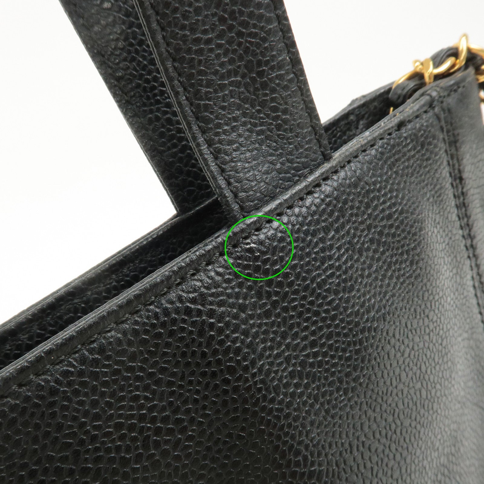 CHANEL Caviar Skin Tote Bag Shoulder Bag Hand Bag Black Used