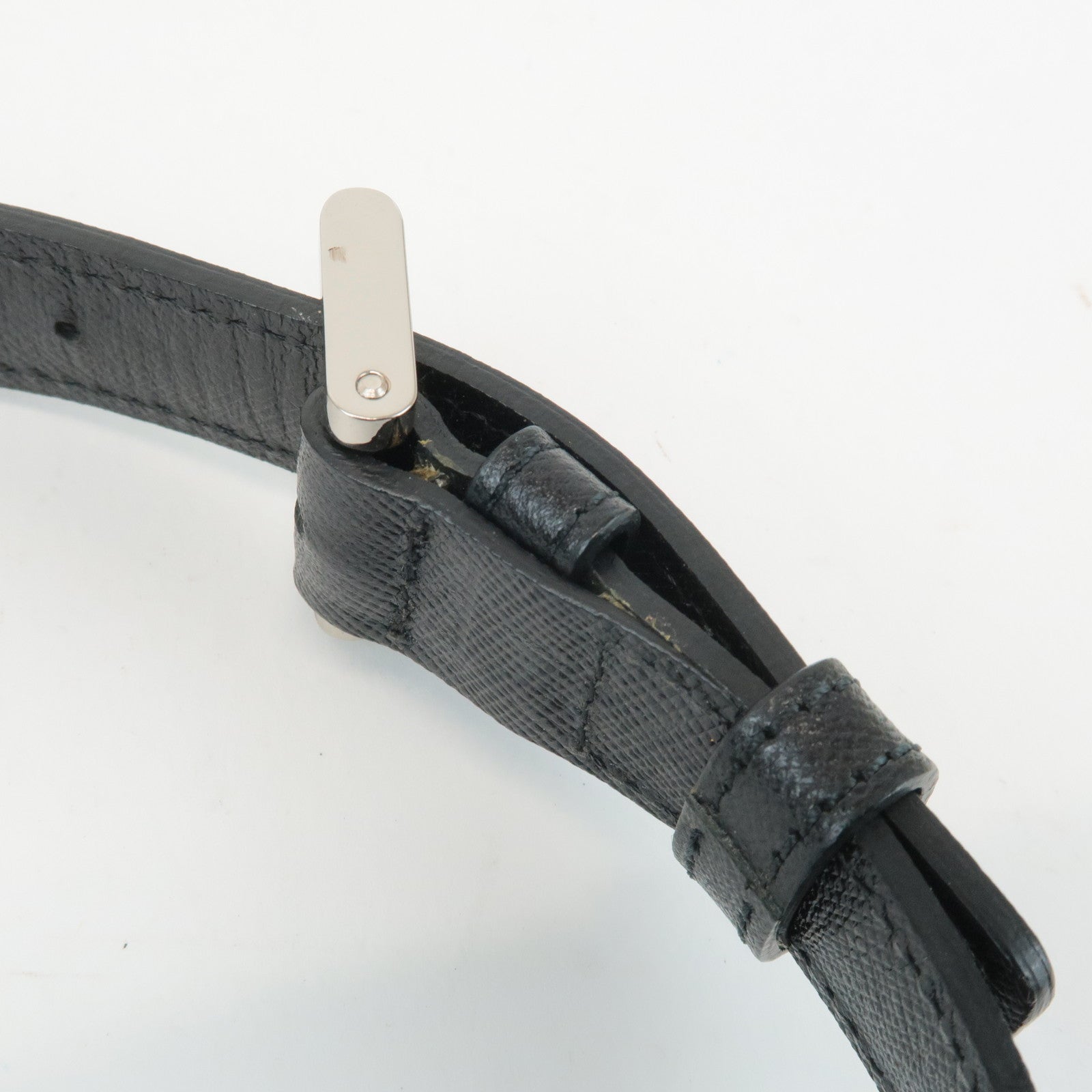 BURBERRY Leather Shoulder Bag Hand Bag Black Silver Hardware Used