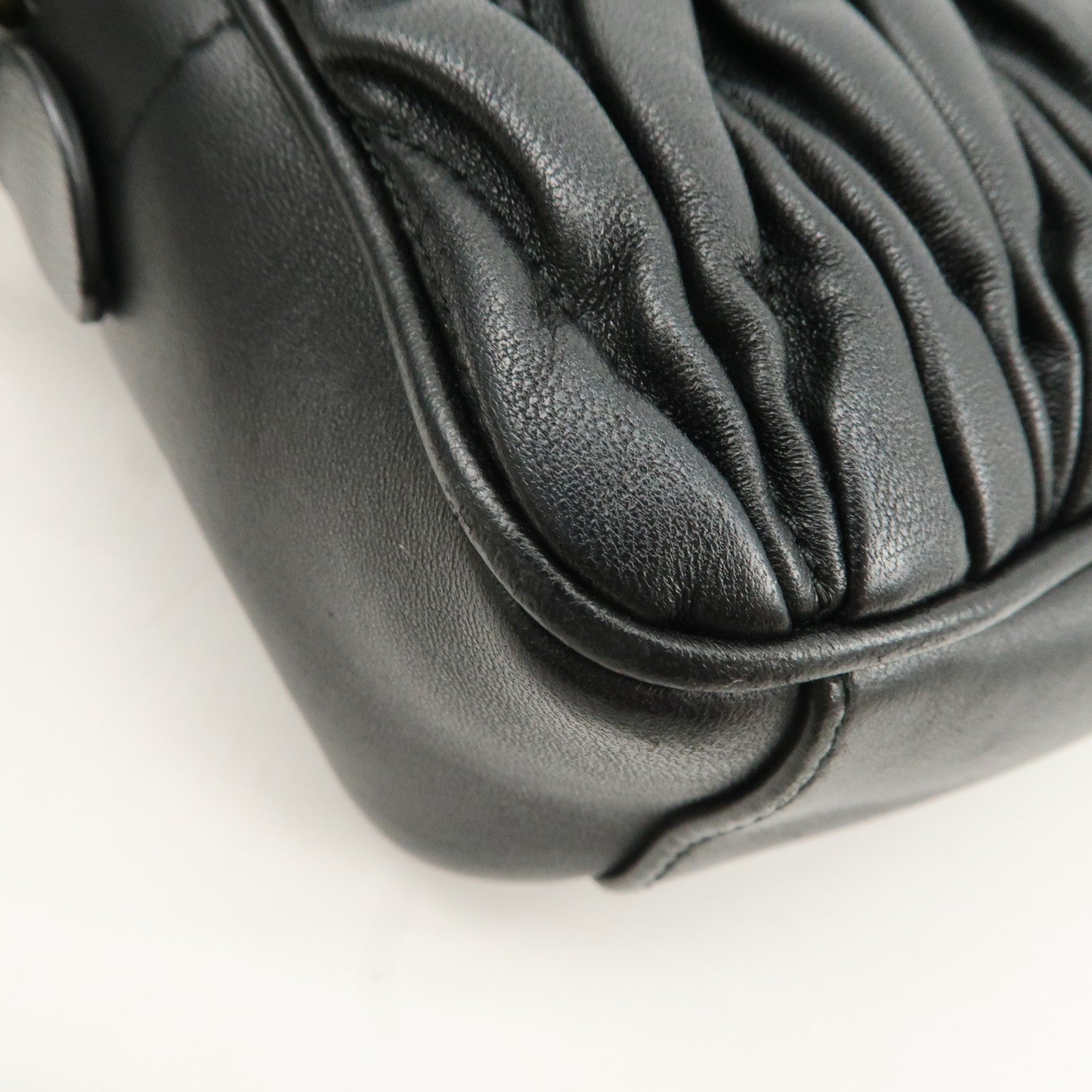 MIU MIU Matelasse Leather Chain Shoulder Bag Crossbody Bag Black Used