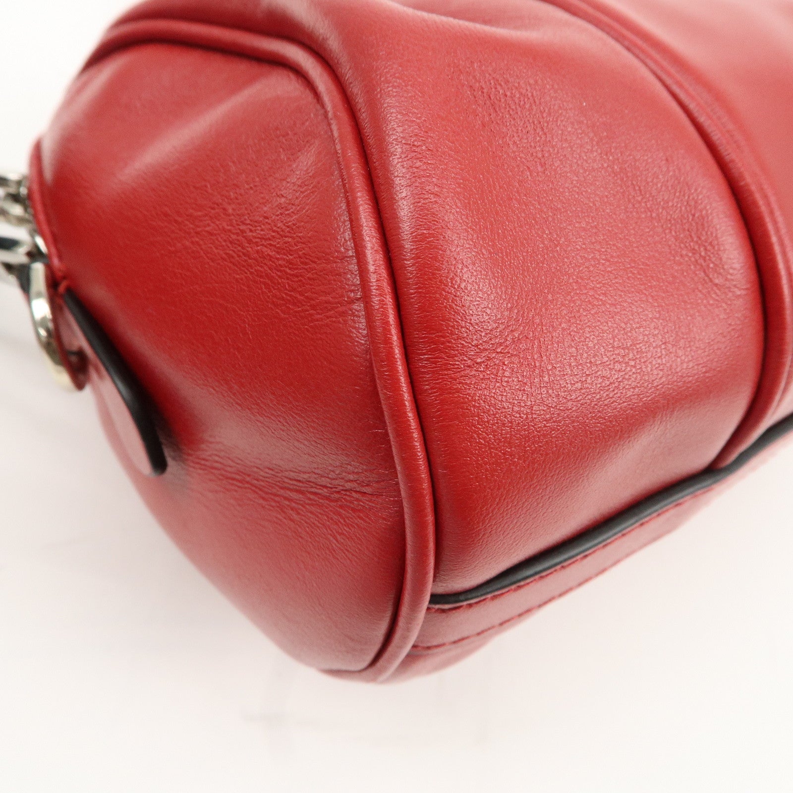 MIU MIU Logo Leather 2Way Shoulder Bag Hand Bag Red 5BH152 Used