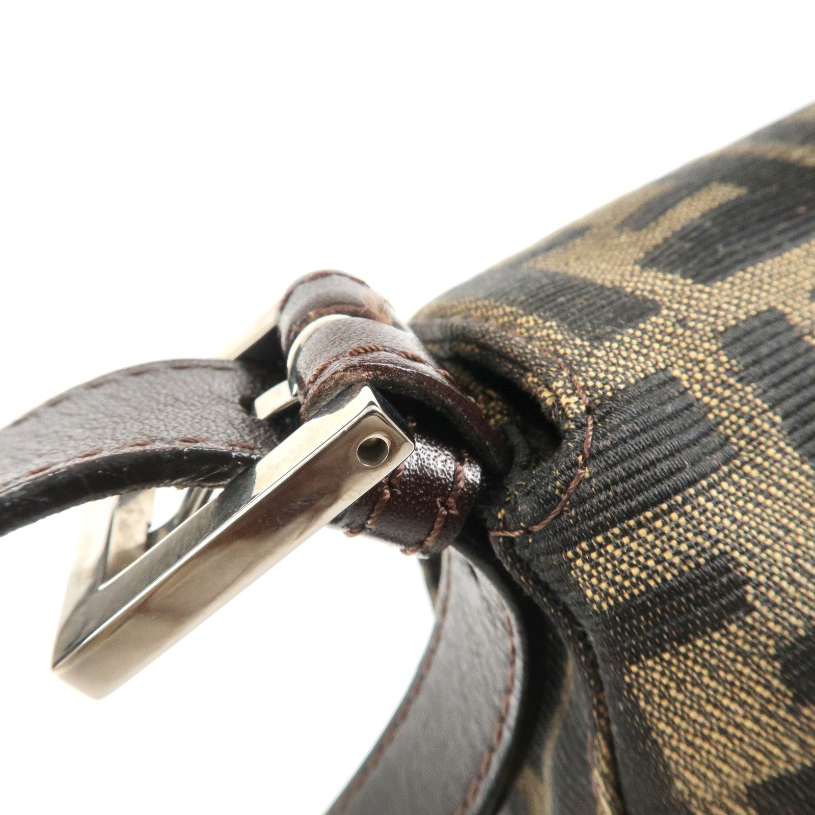 FENDI Mamma Baguette Zucca Canvas Leather Shoulder Bag 26325 Used