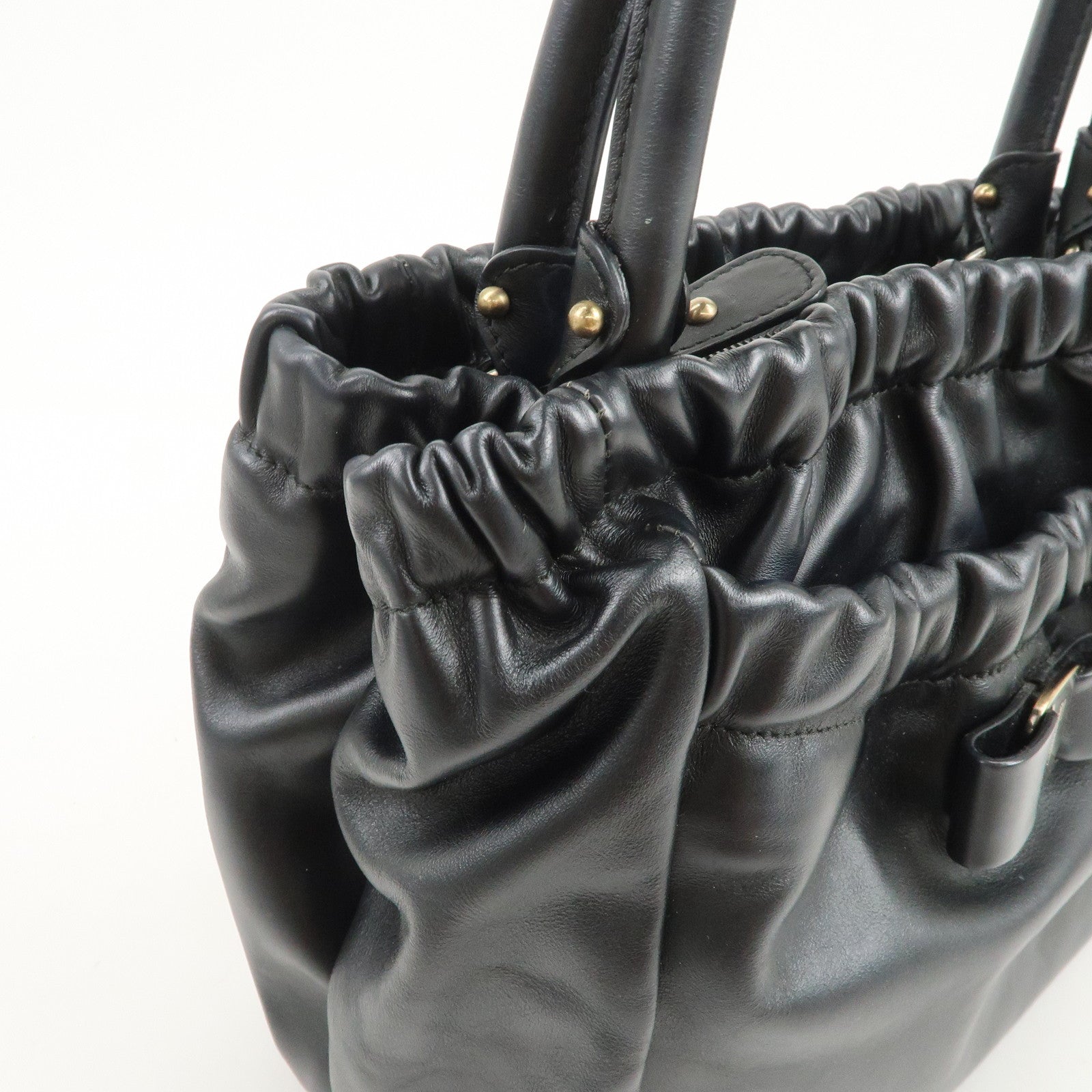 Ferragamo Vara Ribbon Leather 2Way Bag Hand Bag Shoulder Bag Black