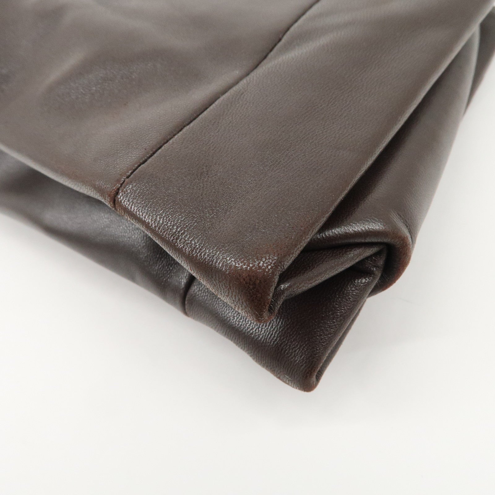 LOEWE Anagram Leather Shoulder Bag Hand Bag Gold HDW Brown Used