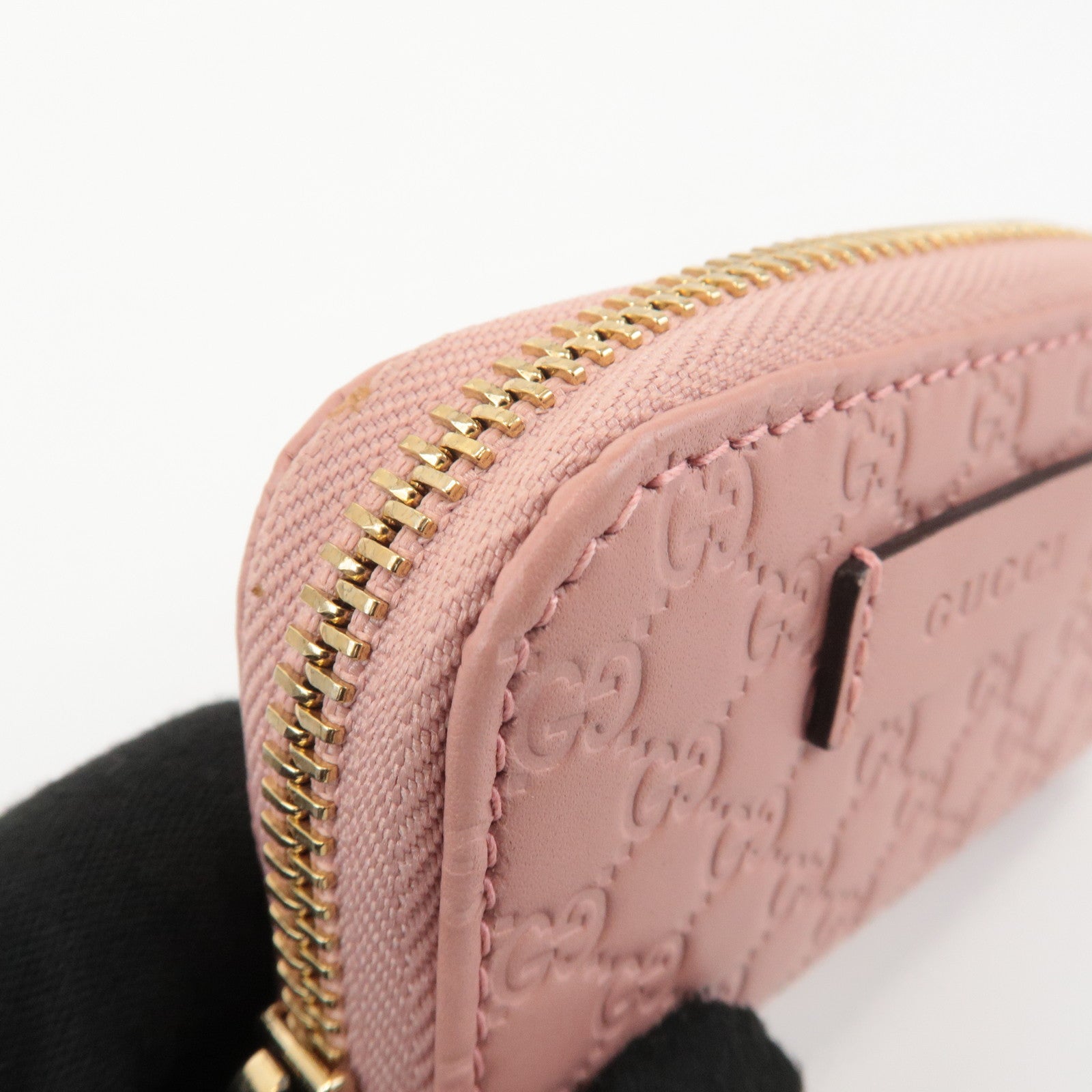 GUCCI Micro Guccissima Leather Mini Coin Case Pink 449896 Used