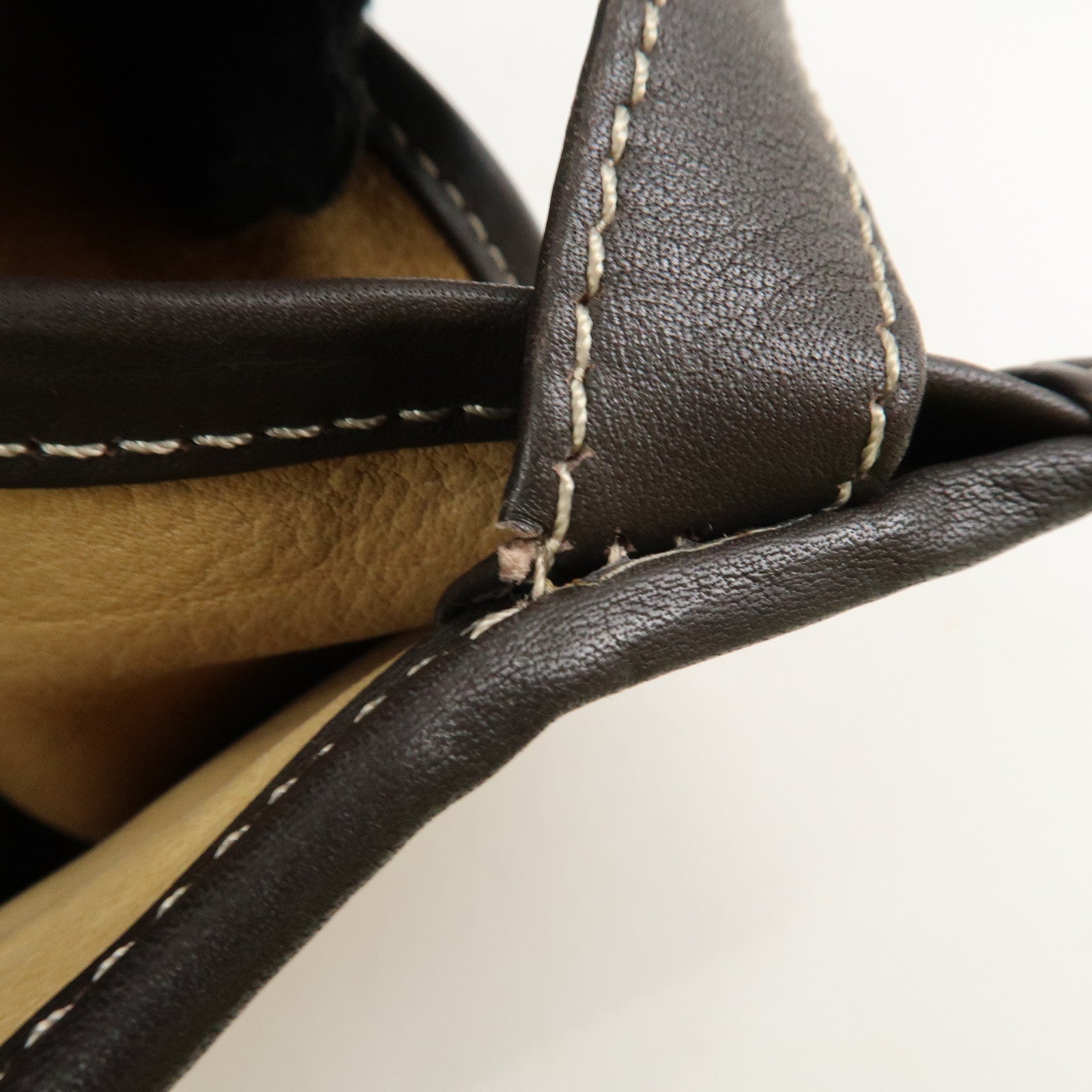 LOEWE Anagram Suede Leather Back Pack Ruck Sack Beige Dark Brown Used