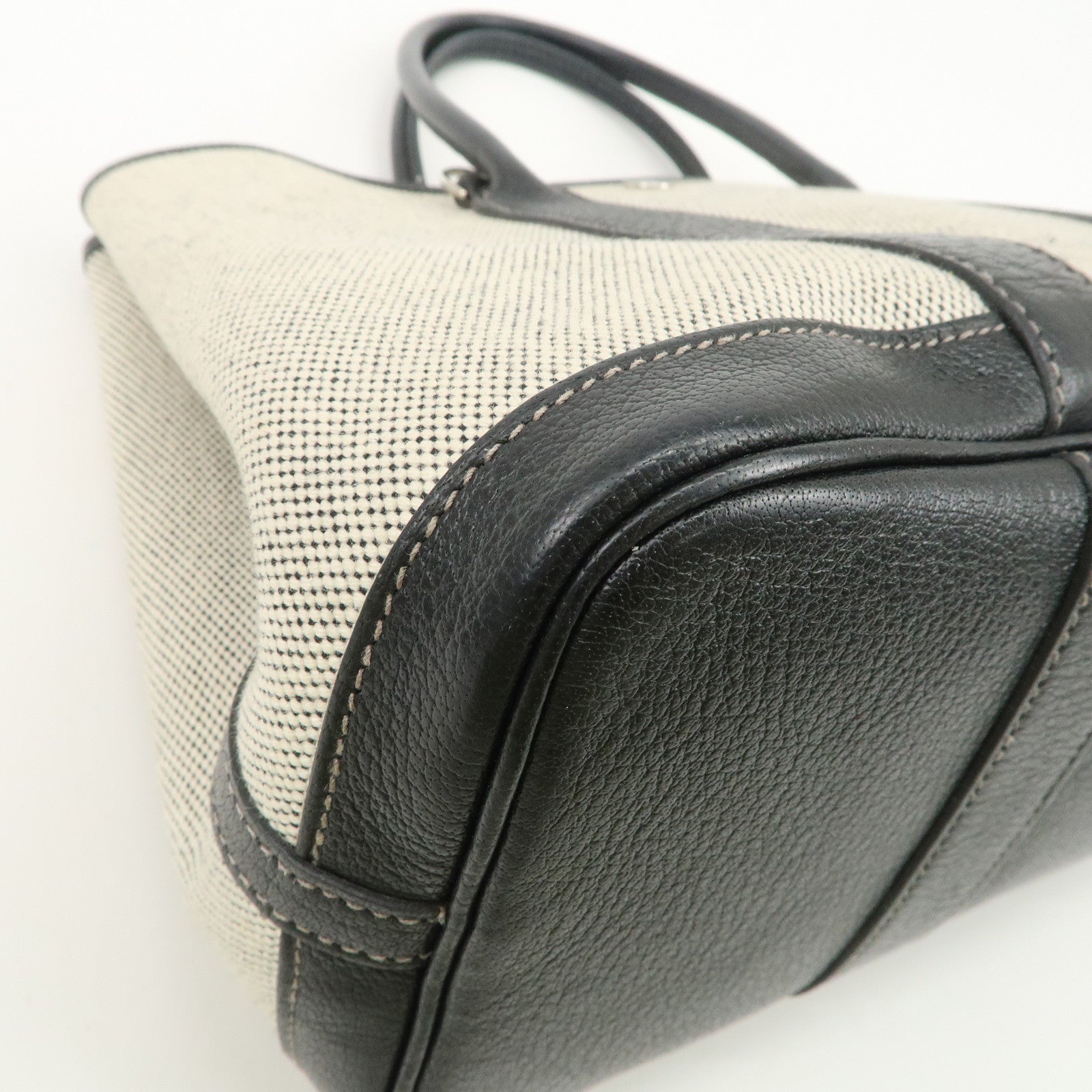 HERMES Toile Ash Buffle Garden Party TPM Stamped Tote Bag Natural Used