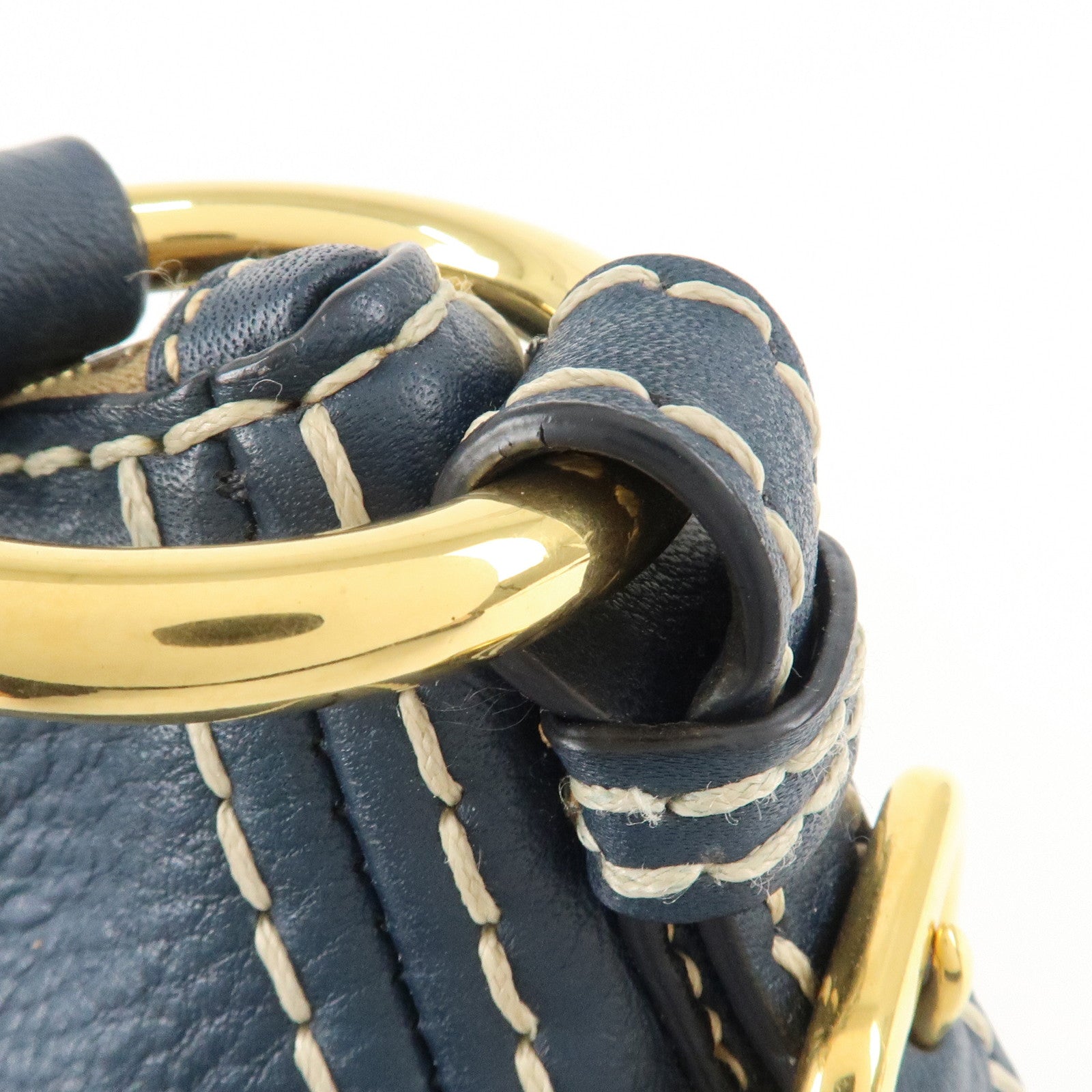 PRADA Soft Calf Leather Shoulder Bag Hand Bag Blue BR4690 Used