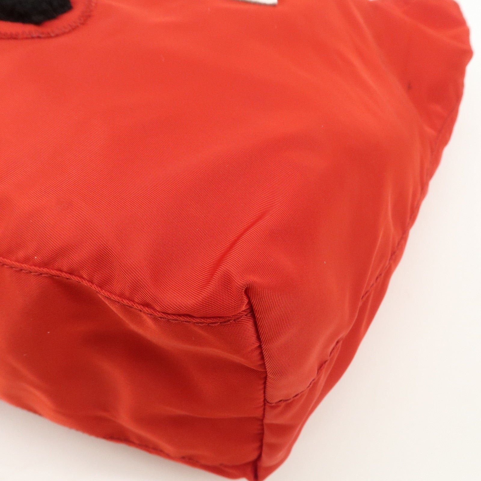 AuthenticPRADA Nylon Leaather Panda Tote Bag Shoudler Bag Red BR4249 Used