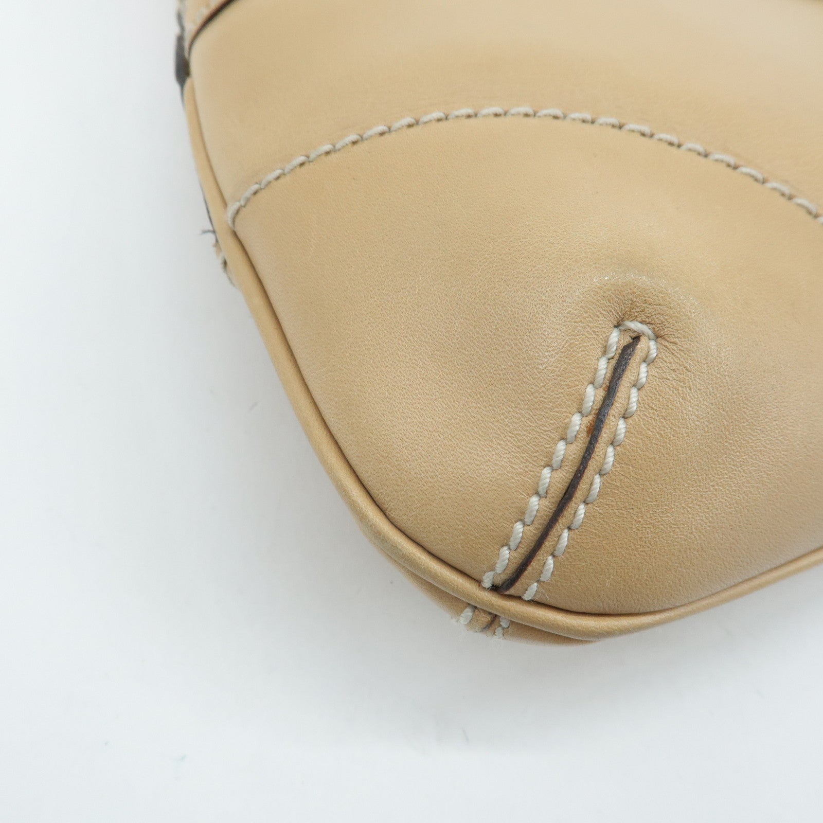 GUCCI Interlocking G Leather Shoulder Bag Beige 114877 Used